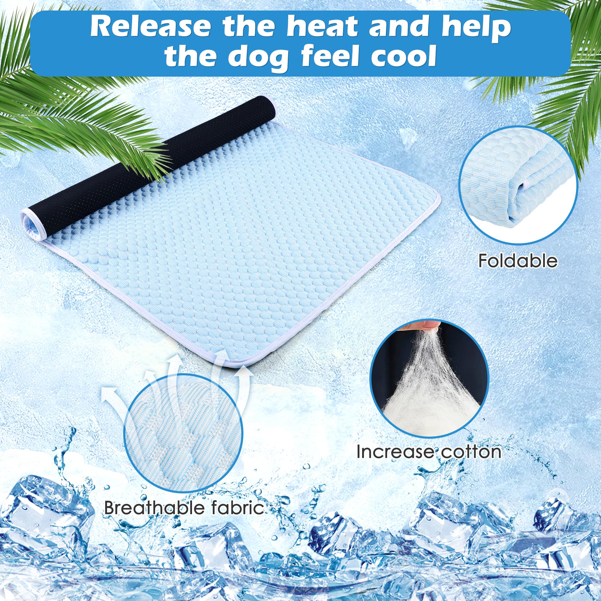 Dog Cooling Mat - Self Cooling Pad Breathable For Dogs Cats Washable Pet Cooling Mat For Indoor Outdoor Pets With Non-Slip&Folda