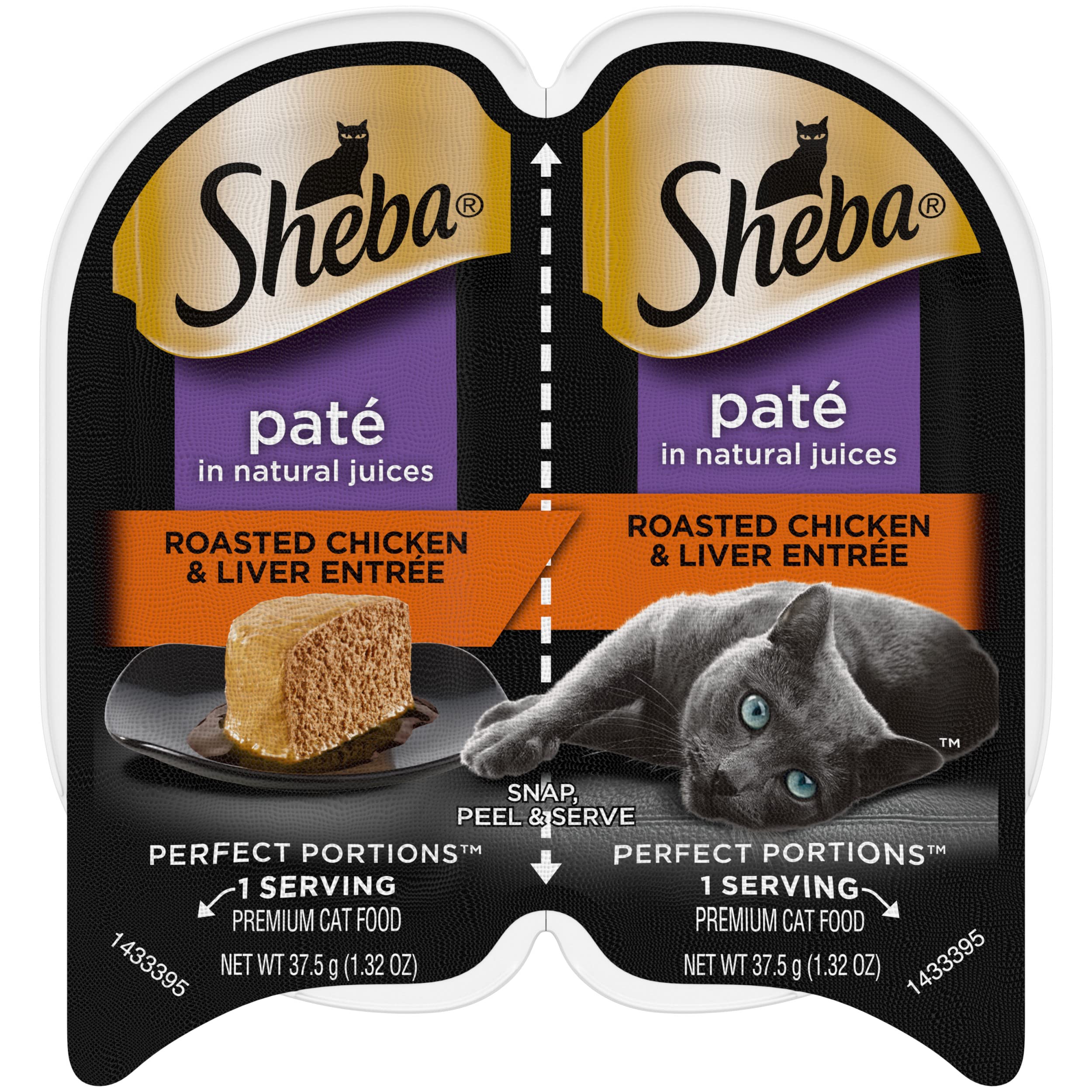 Sheba Perfect Portions Wet Cat Food Pate Roasted Chicken and Liver Entree, 2.6 oz. Twin-Pack Trays (24 Count, 48 Servings)