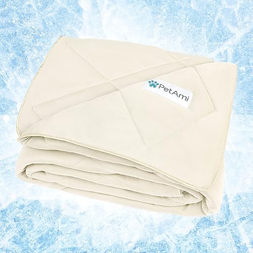 Petami Premium Cooling Dog Blanket | Lightweight Fluffy Pet Throw Blanket Bed Cover For Dogs, Cat, Puppies | Pet Blanket Furniture Protector Couch Sofa | Reversible Fuzzy Cozy | 29X40, Beige Latte