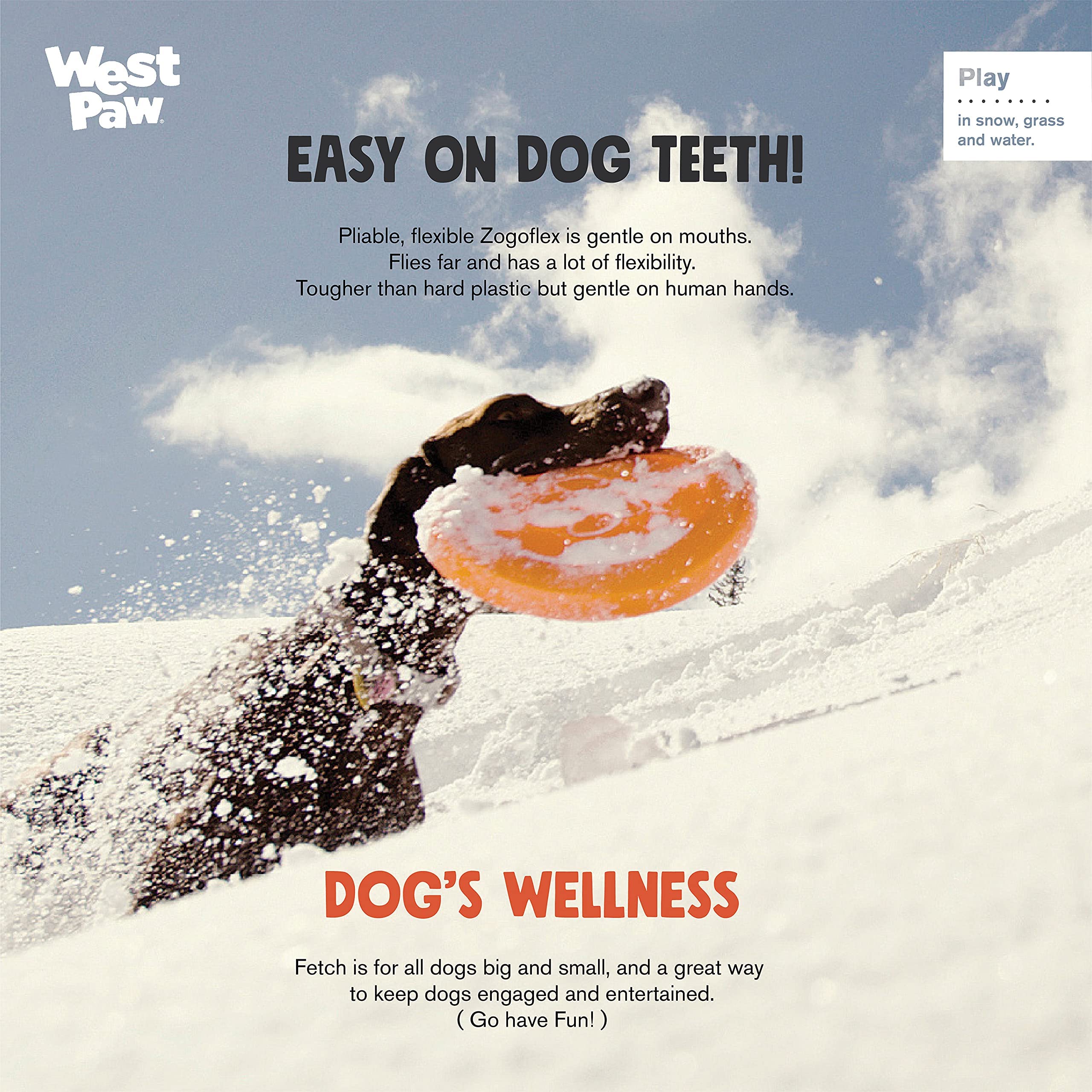 West Paw Zogoflex Zisc Dog Flying Disc, High Flying Aerodynamic Disc For Dogs Puppy - Lightweight, Floatable Disc For Fetch, Tug