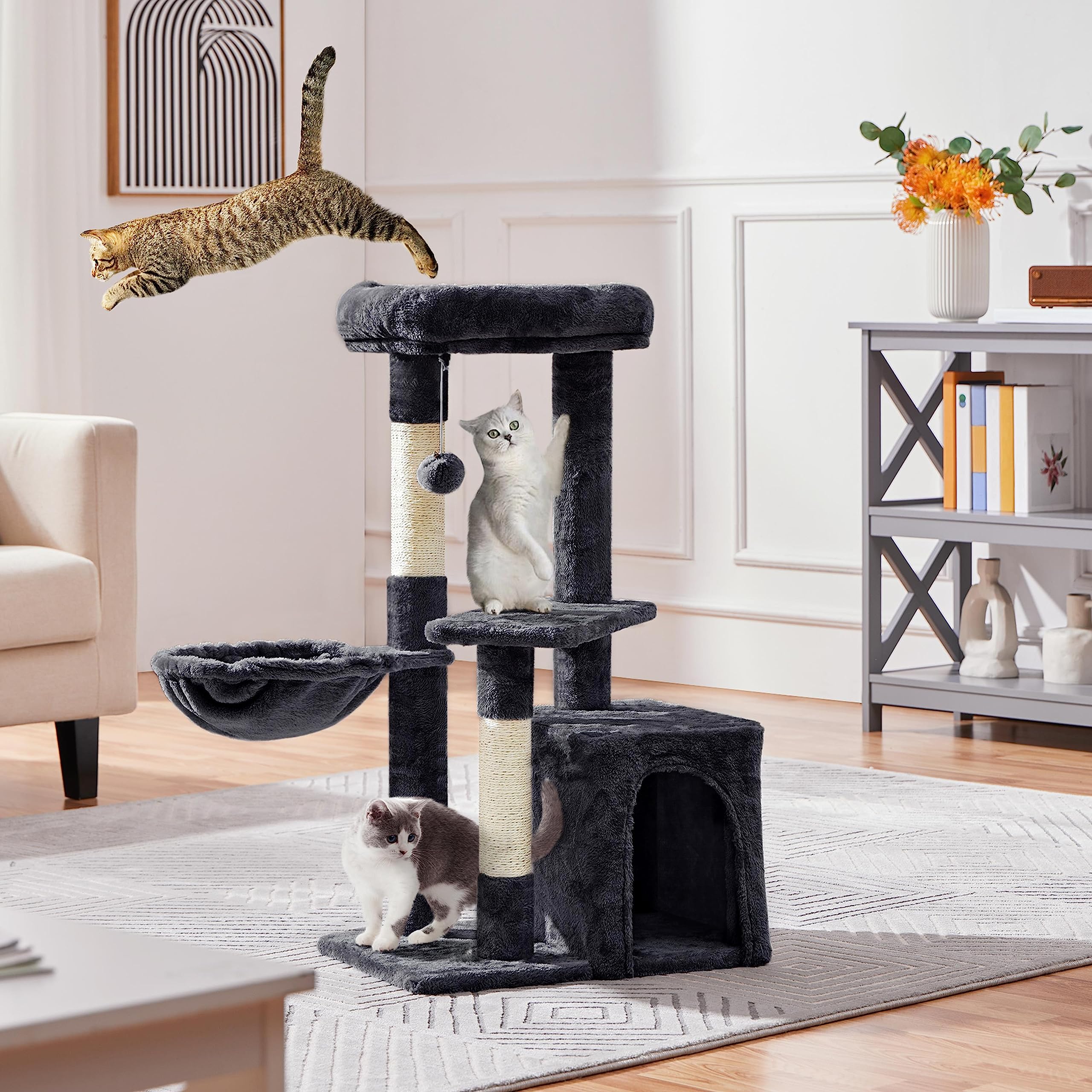 Yaheetech Cat Tree For Indoor Cats, 34In Cat Tower Cat Condo, Cat Furniture Activity Center Cat Bed Furniture W/Dangling Ball For Indoor Cat Kittens