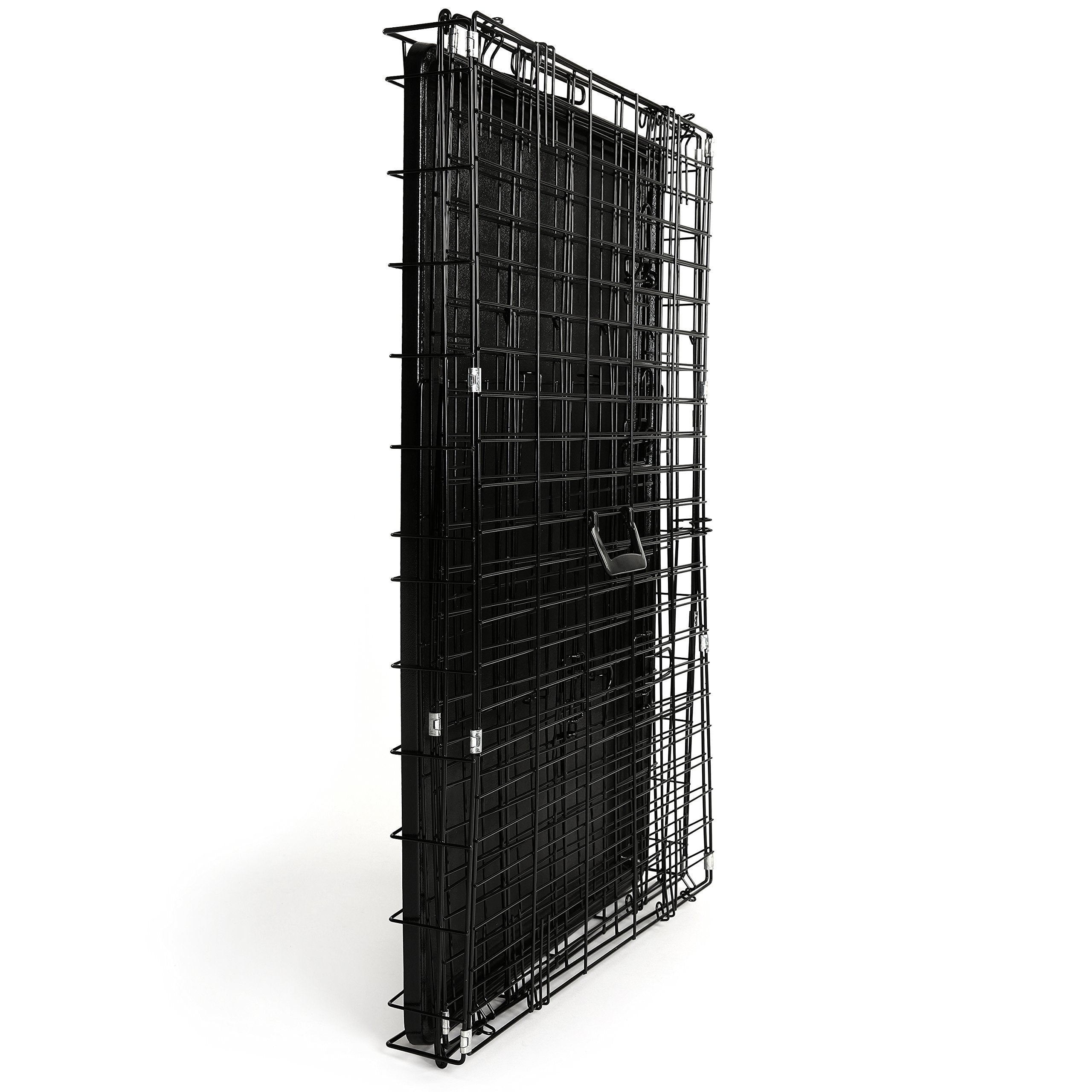 Tresko Dog Cage 91 X 58 X 64 Cm Foldable With 2 Doors Transport Cage Car Dog Box With Base Tray Transport Box Wire Cage