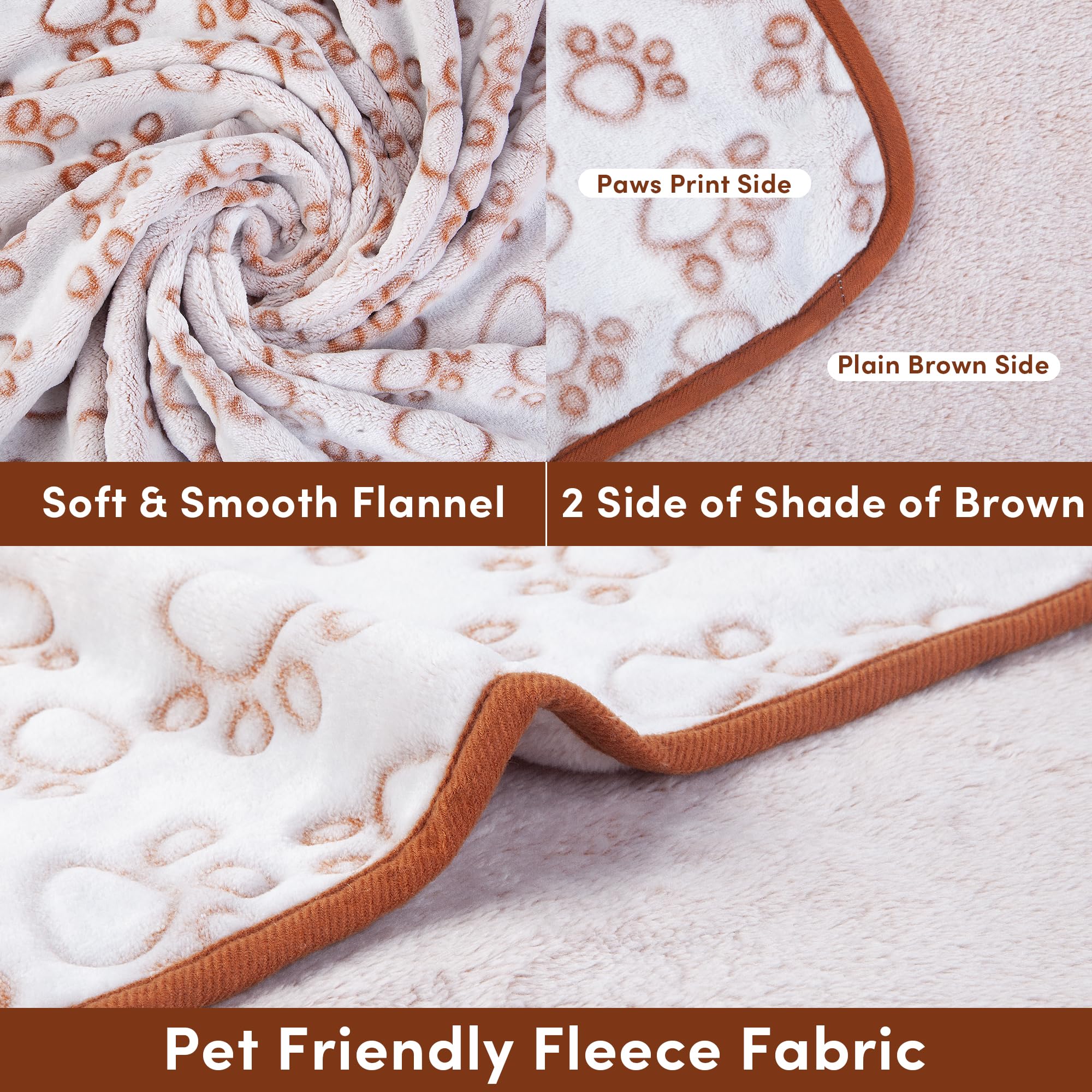 Stuffed Premium Soft Dog Blanket, With Flannel Brown Cute Paw Print, 24 * 32 Inches, Cat Blanket Puppy Pads Supplies Dog Product