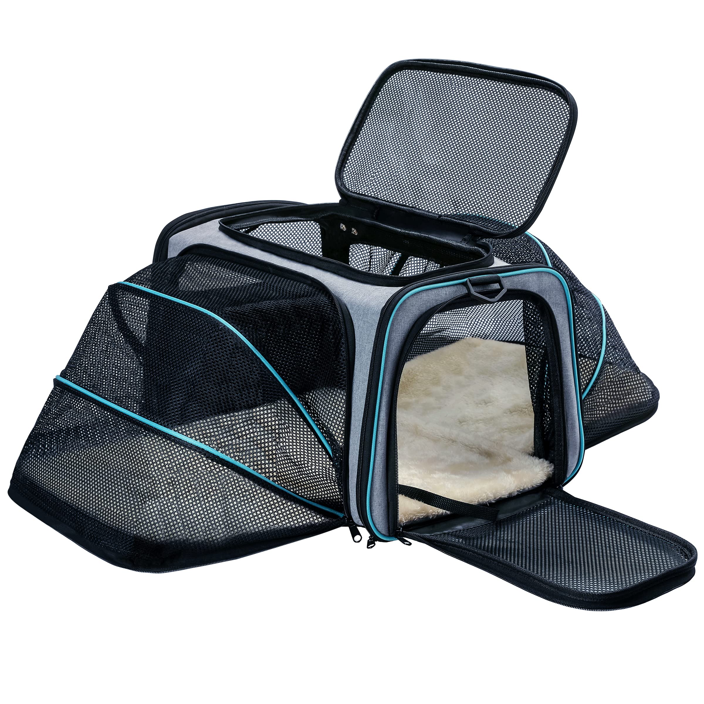Cat Dog Carrier - Airline Approved Expandable Soft-Sided Pet Carrier With Removable Fleece Pad And Pockets, For Cats/Puppy And S