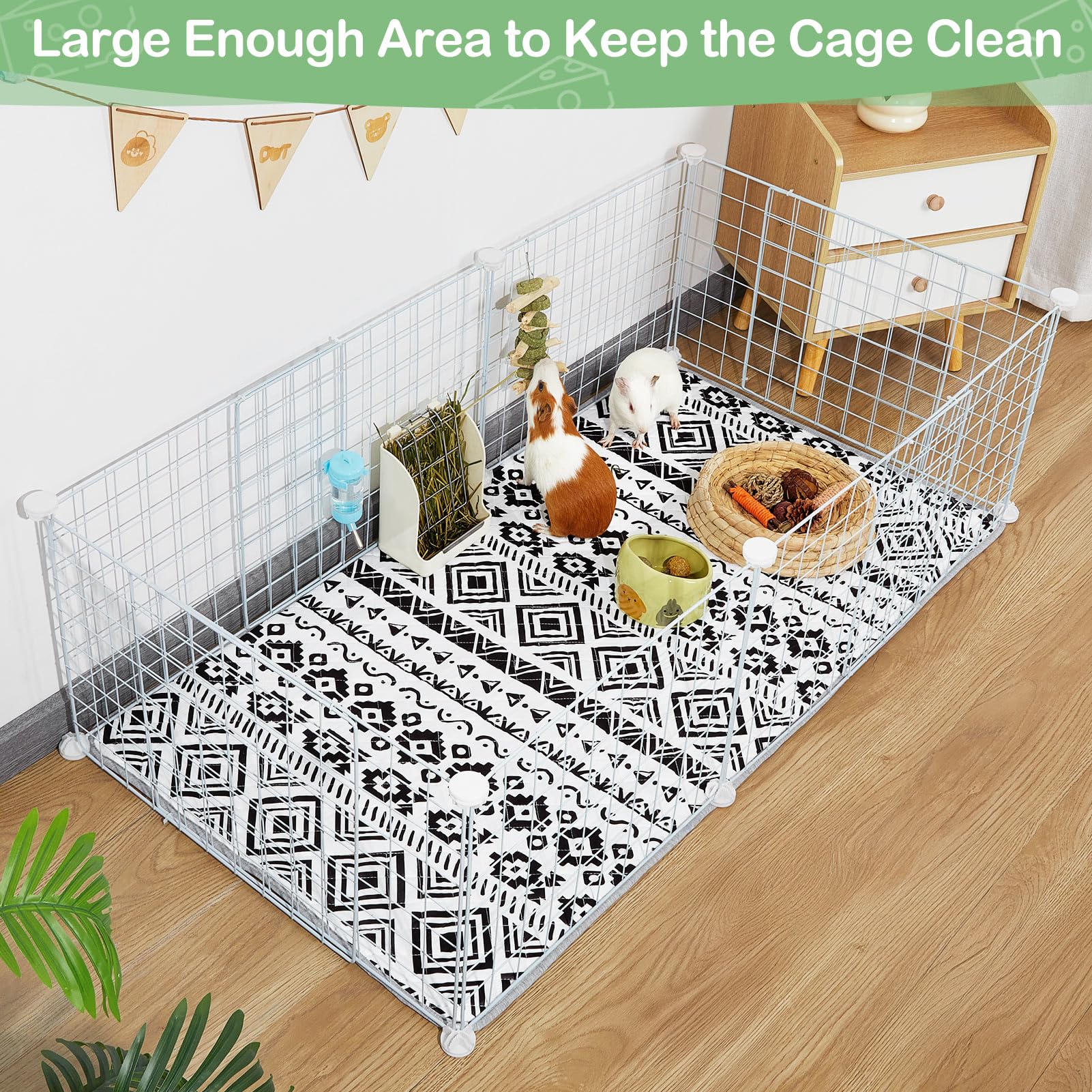 2 Pack Guinea Pig Bedding, Washable Guinea Pig Cage Liner Reusable Guinea Pigs Mat Waterproof Guinea Piggy Bedding For Cage, Sup