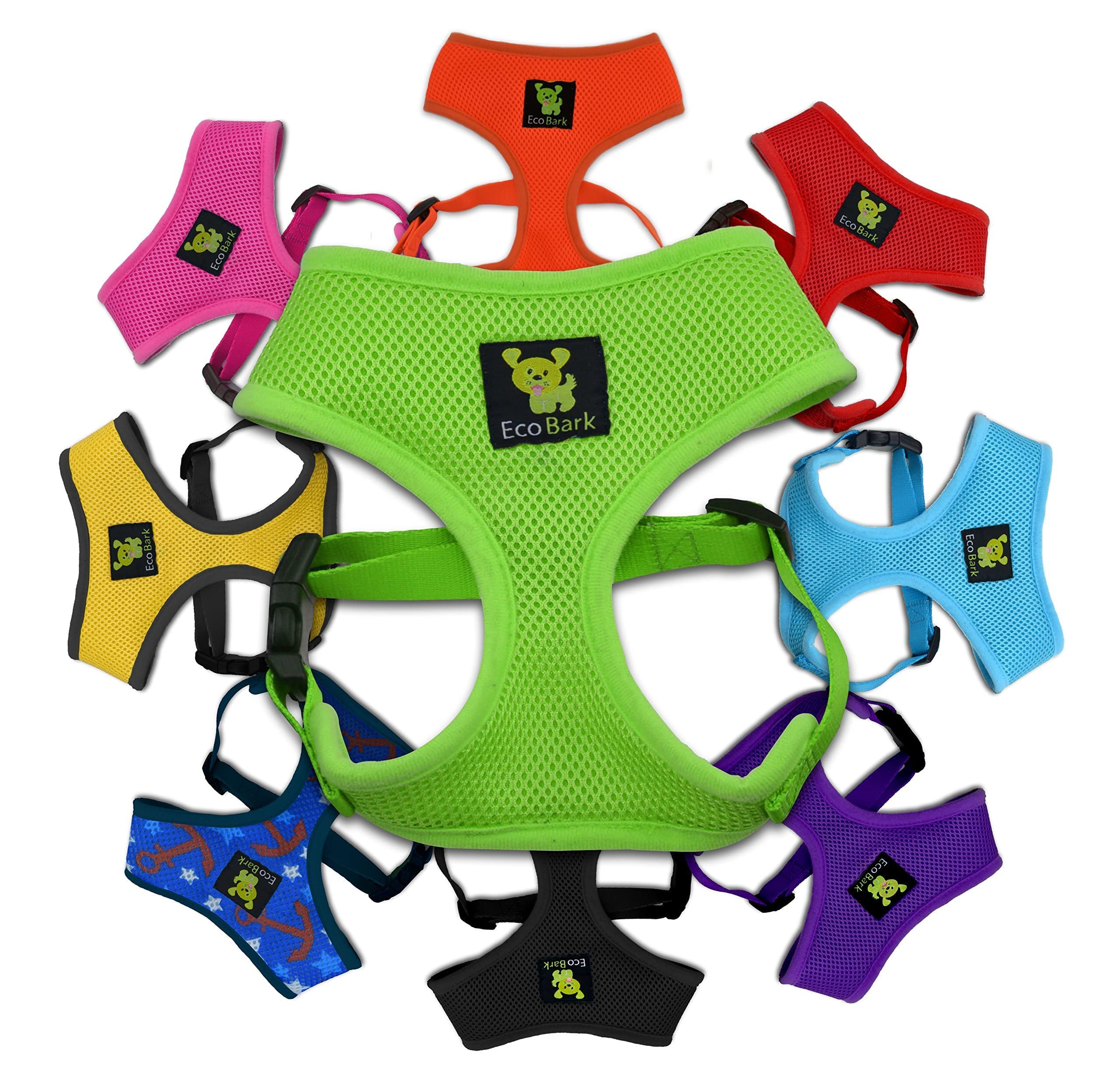 EcoBark Dog Harness - Eco-Friendly Max Comfort Harnesses - Luxurious Soft Mesh Halter - Over The Head Harness Vest- No Pull and 