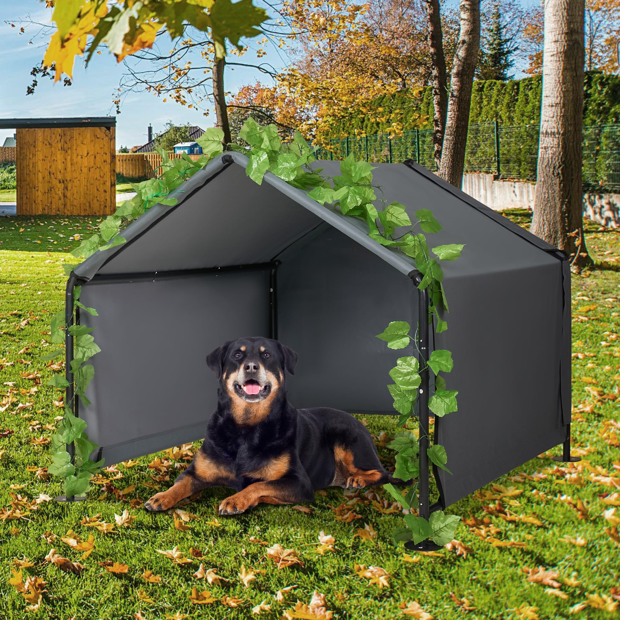 Inrlkit Large Dog Shade Shelter Outdoor Tent Dog House For Large Medium Dogs, Outside Sun Rain Canopy Pet House For Homeless Cat