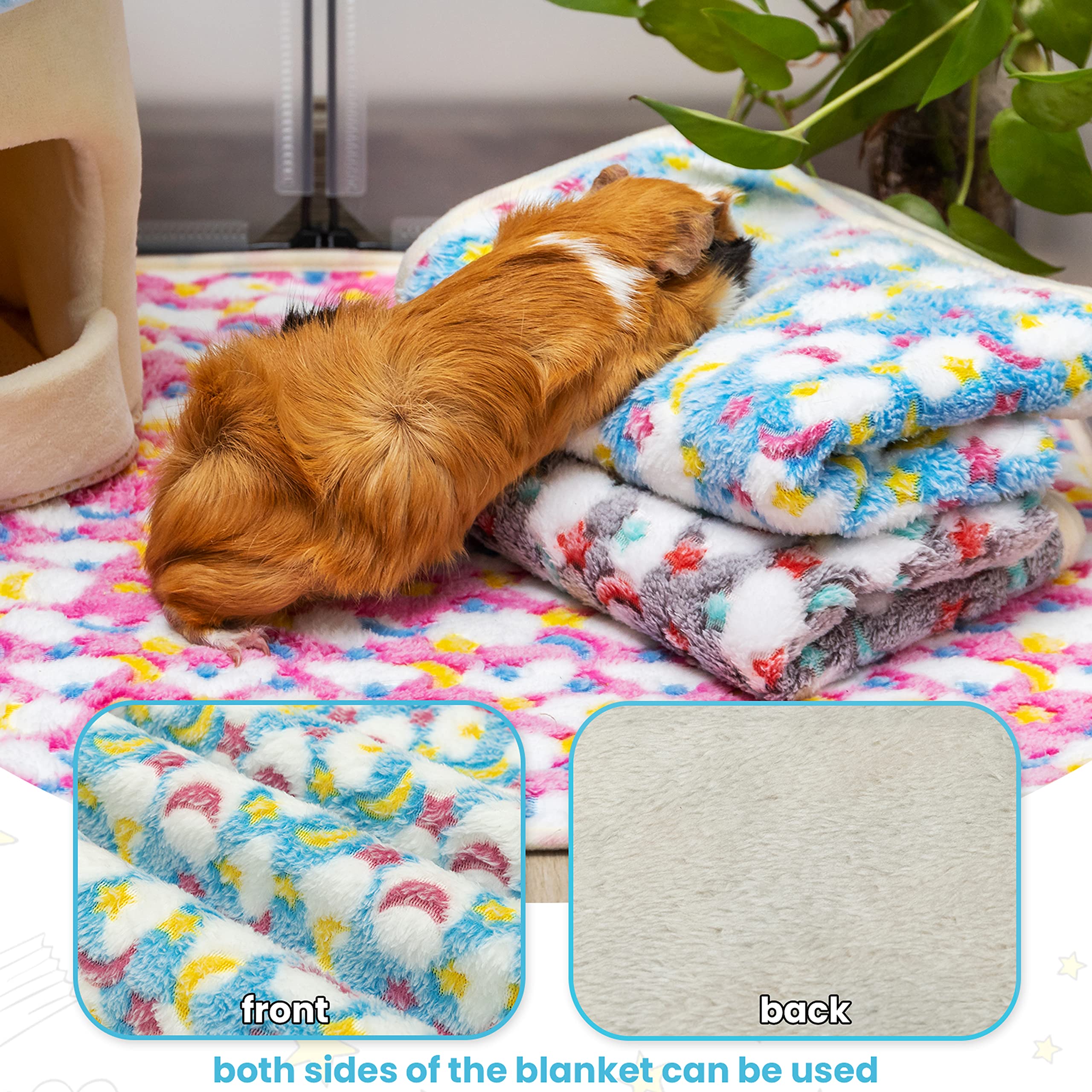 CUSOZWO Guinea Pig Bedding Mat - 3 Pack Waterproof Washable Rat Cage Liner Bedding Accessories Soft Fleece Blankets for Rat, Rab