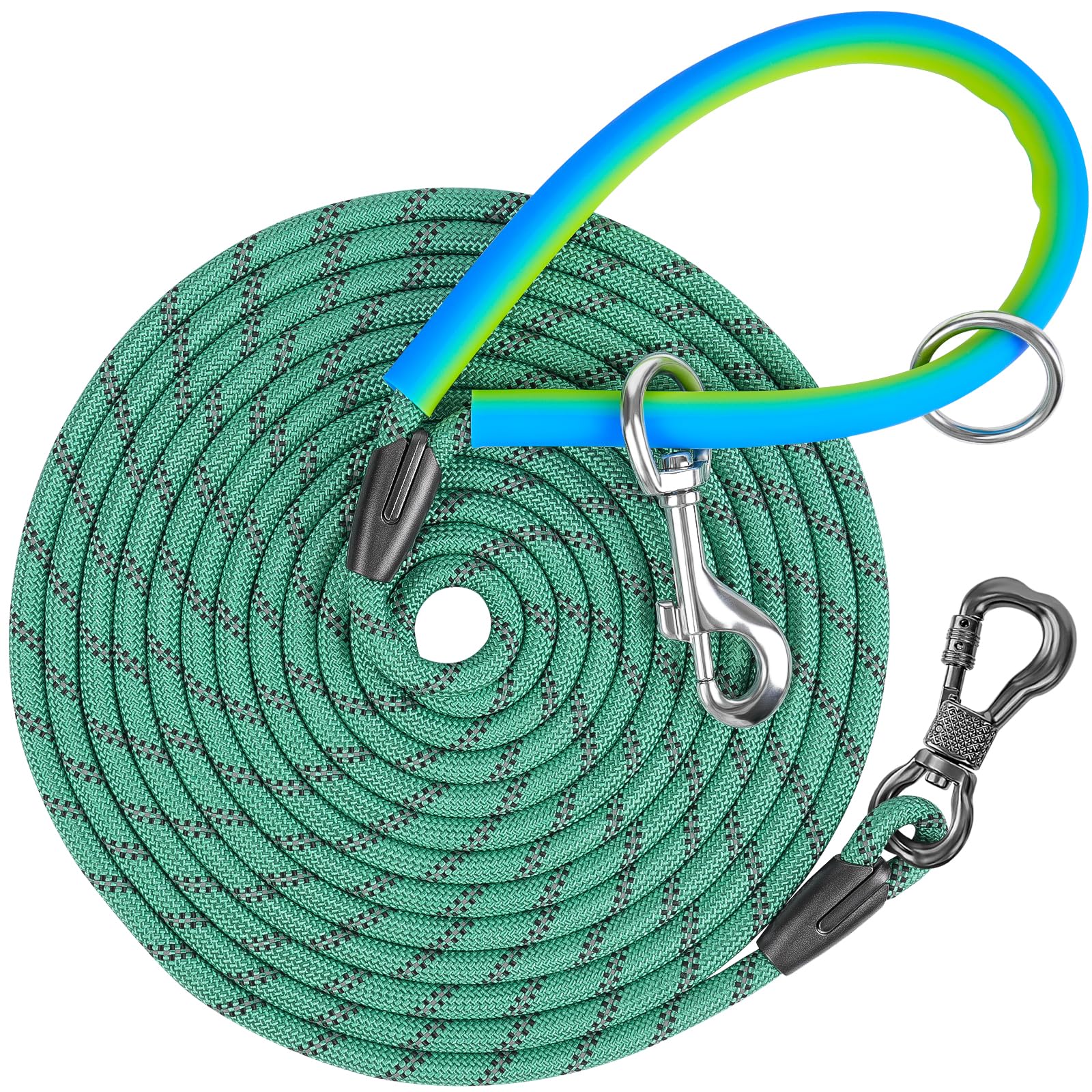 Ntr Long Dog Leash, 50Ft Check Cord With With 2 Swivel Hooks And Soft Rubber Handle For Pink Leash For Small Medium And Large Do