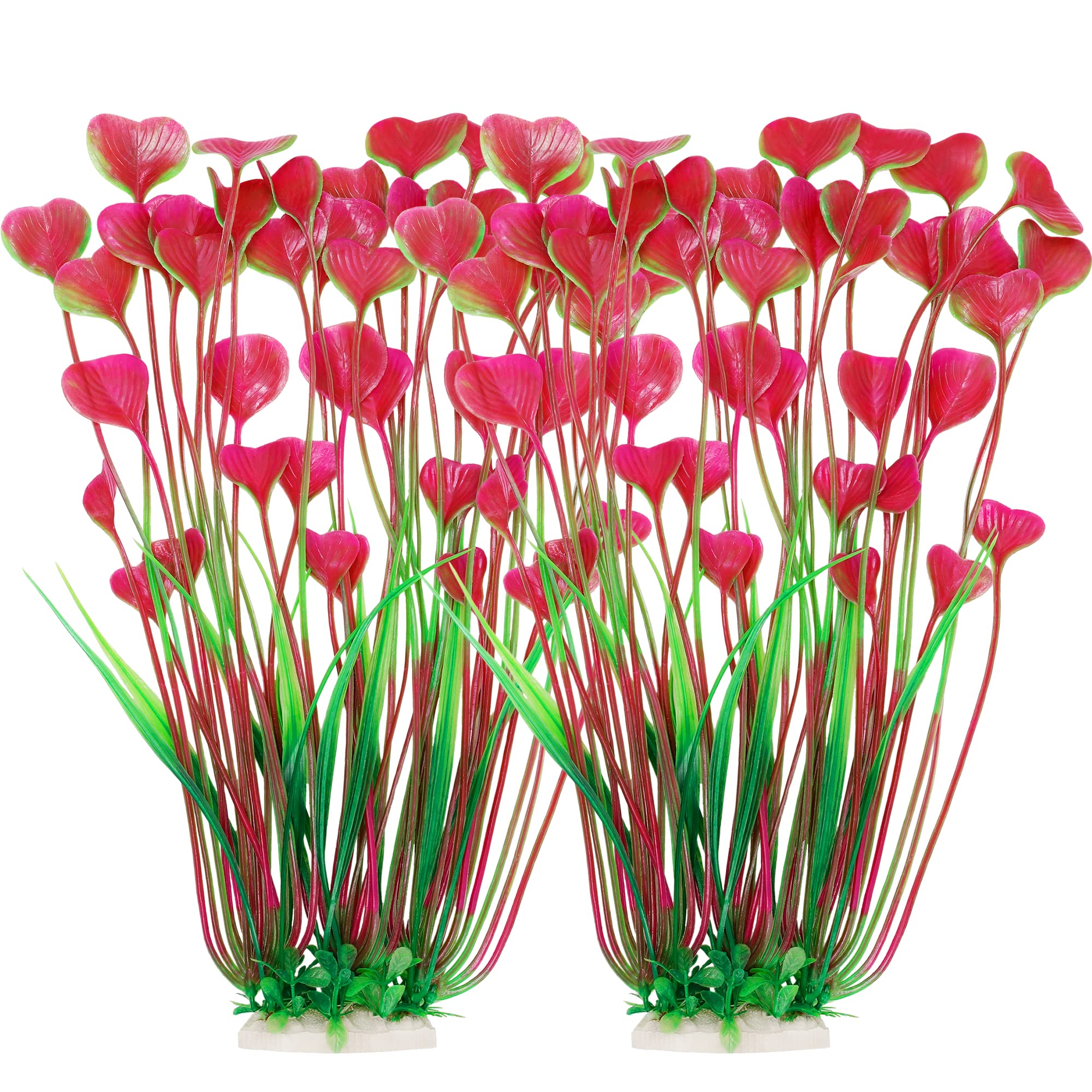 MyLifeUNIT Aquarium Plants, 2 Pack Tall Plastic Plants for Fish Tank Decorations, 15.75 Inches (Pink)