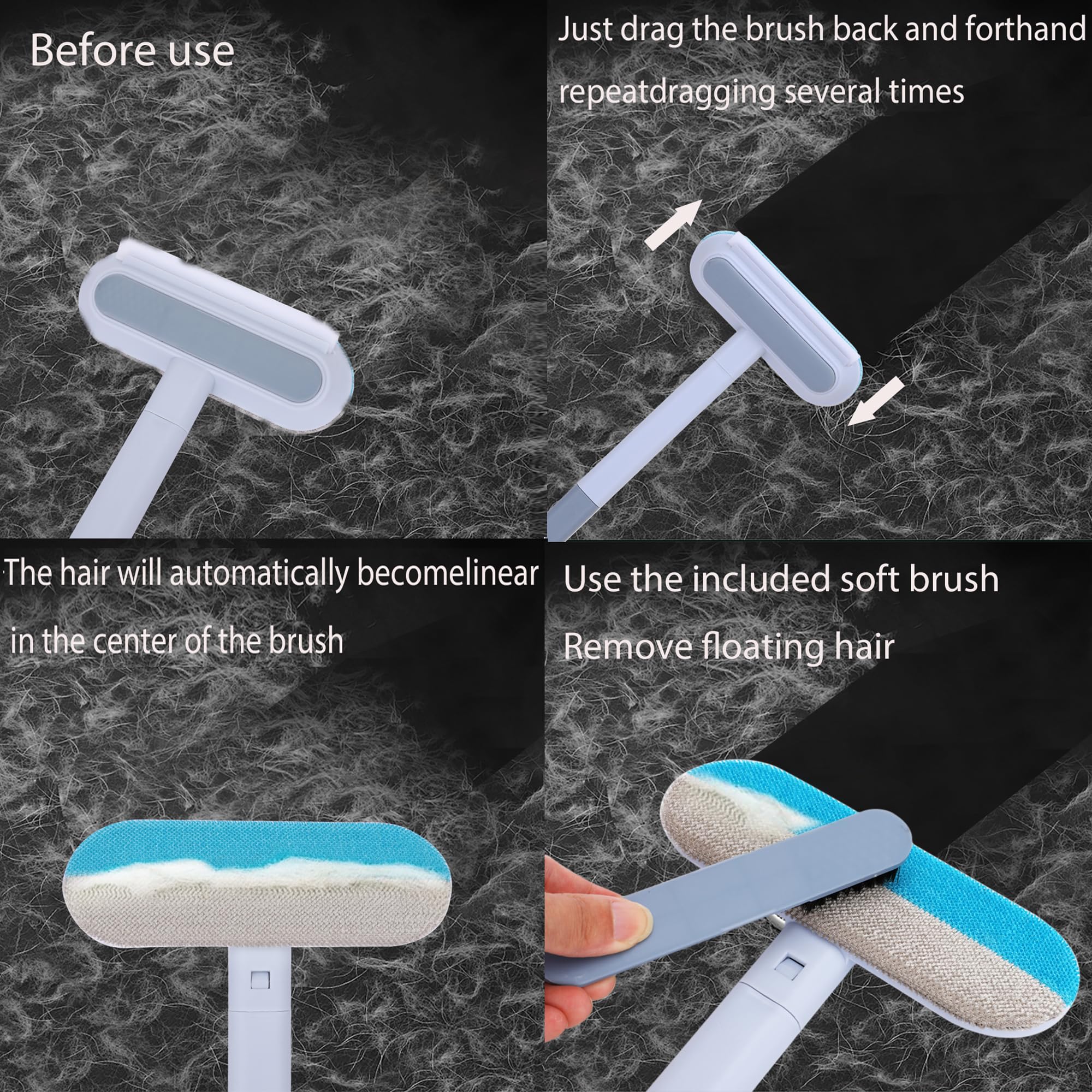 Happylong Pet Hair Remover For Furniture, Reusable, Washable Lint Brush For Dog And Cat Hair - 17.3Inch Extendable, Gentle On Co