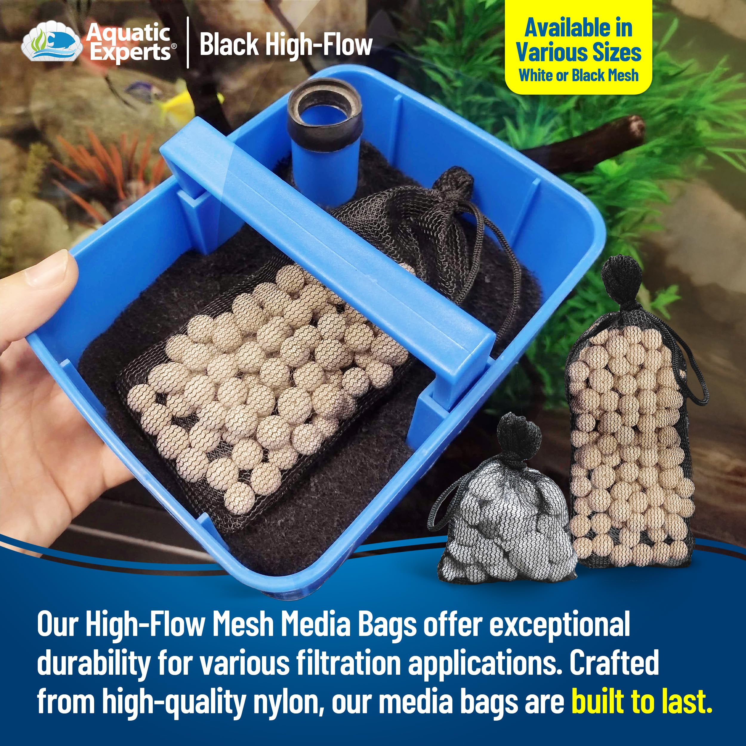 Aquatic Experts High Flow Filter Media Bag - Secure Filter Bags For Fish Tank And Pond, 3'' X 4'' - 4 Pack