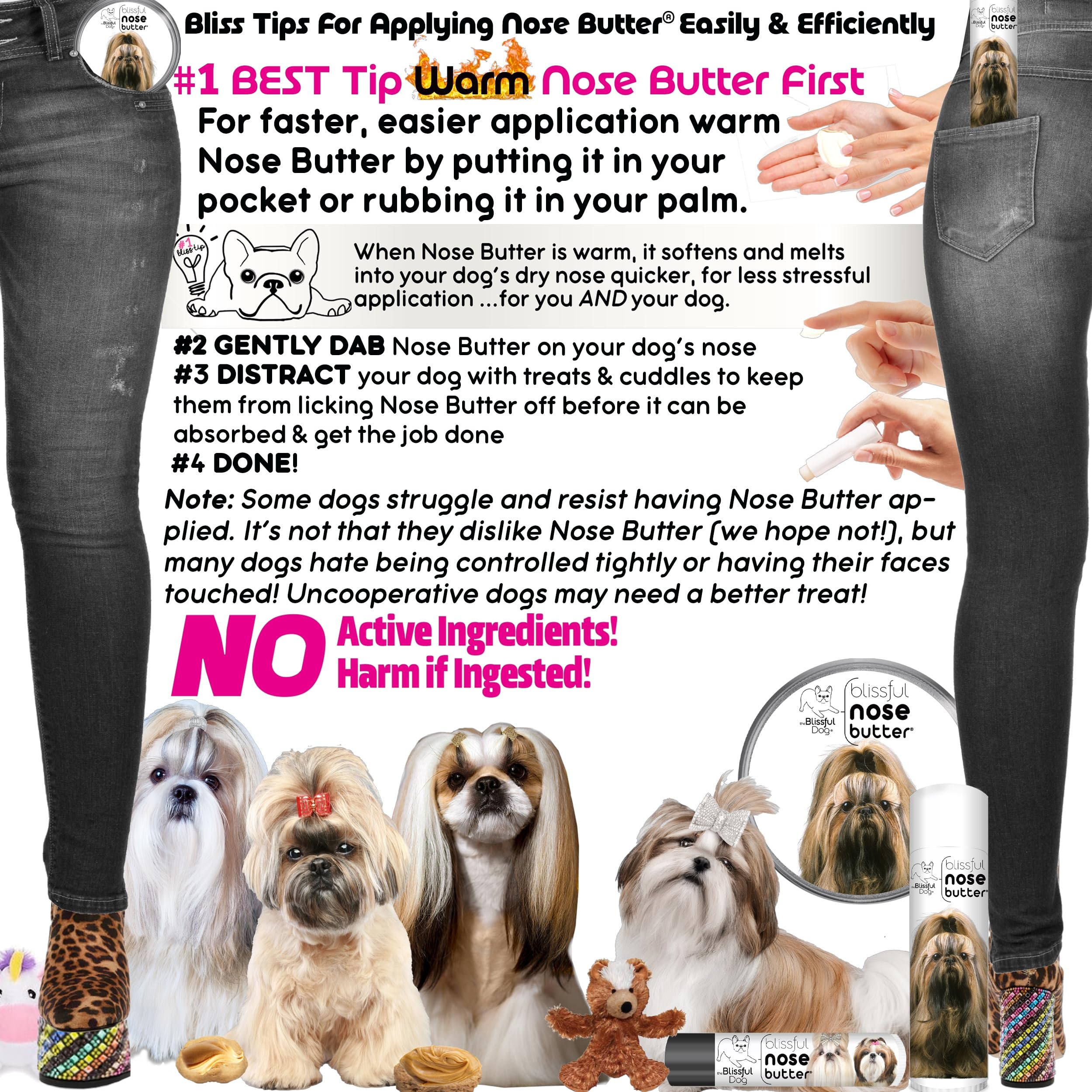 The Blissful Dog Shih Tzu Unscented Nose Butter - Dog Nose Butter, 4 Ounce