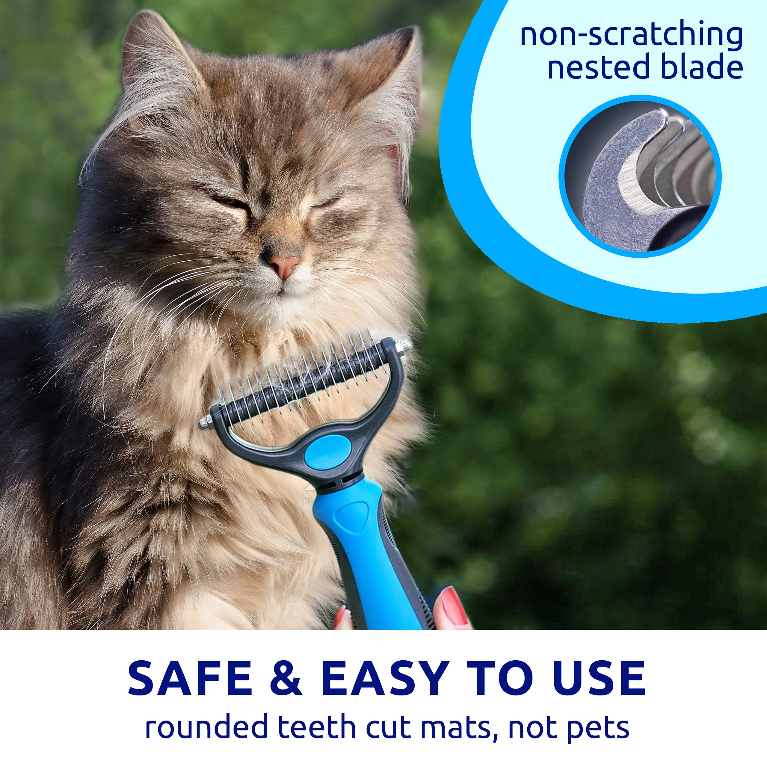 Pat Your Pet Deshedding Brush - Double-Sided Undercoat Rake For Dogs & Cats - Shedding Comb And Dematting Tool For Grooming, Ext