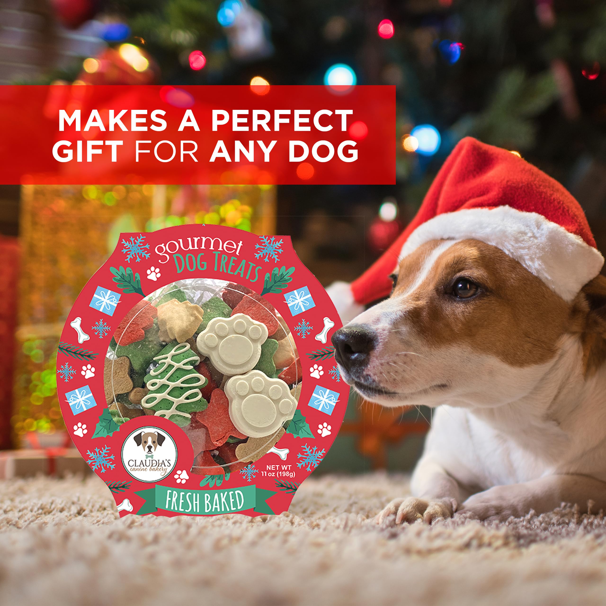 Santa Paws Classic Gourmet Dog Cookies - Vanilla Flavored Christmas Treats for All Breeds and Sizes