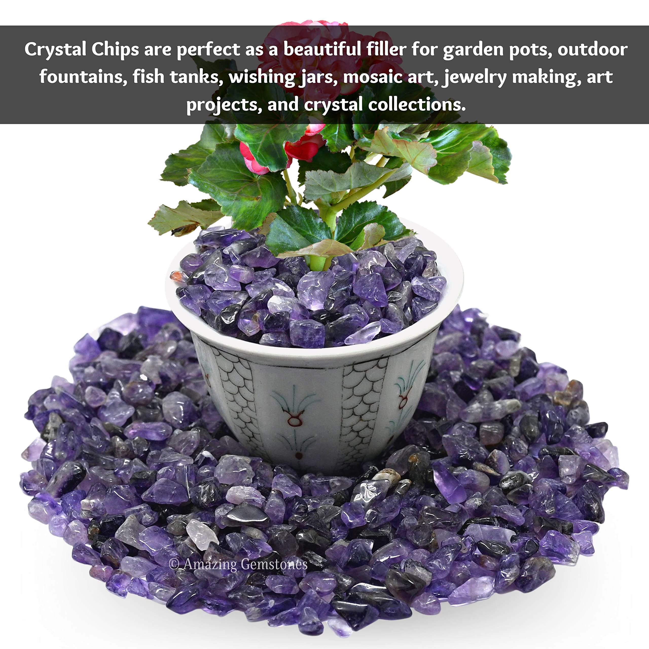Amethyst Crystal Chips Aquarium Gravel Rocks - Amethyst Chips Bulk Fish Tank Gravel, Small Tumbled Stone Chips And Tiny Crystals