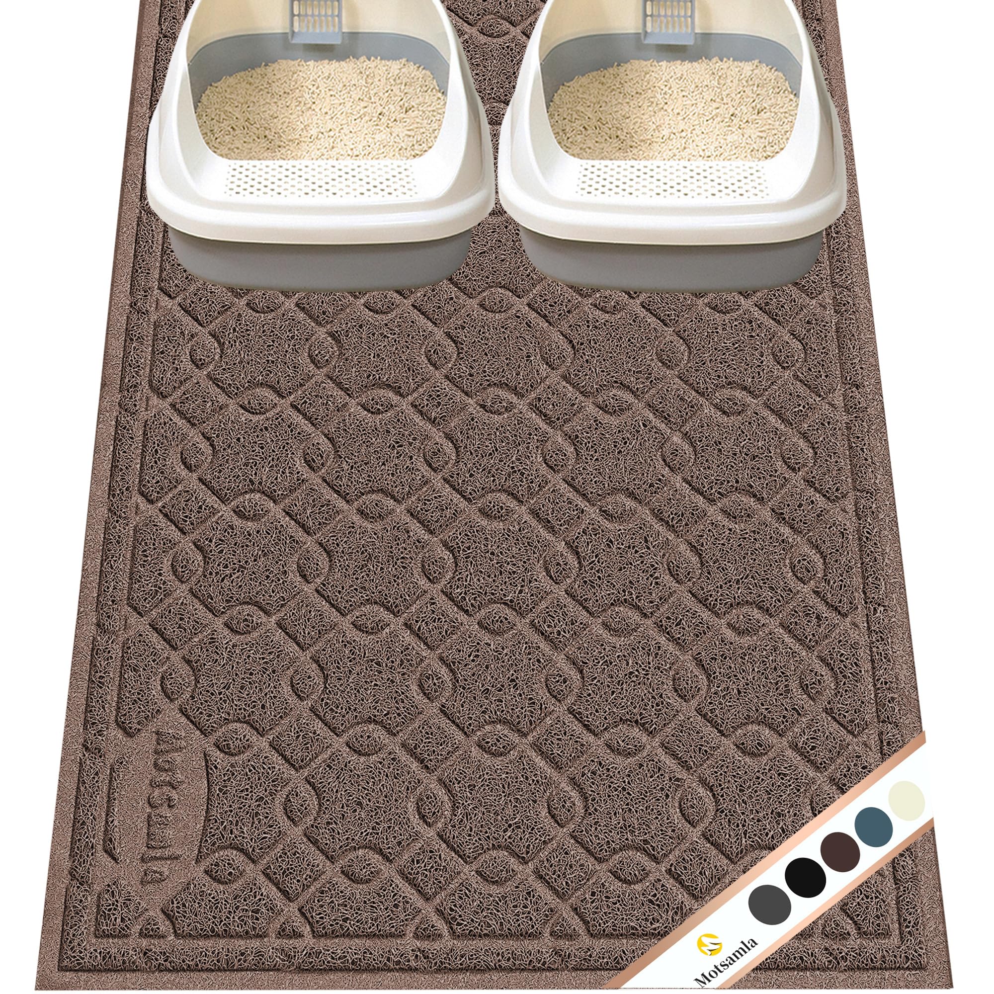 Motsamla Cat Litter Box Mat, 47  x 32  XL Large Kitty Litter Trapping Mat Keep Floor Clean