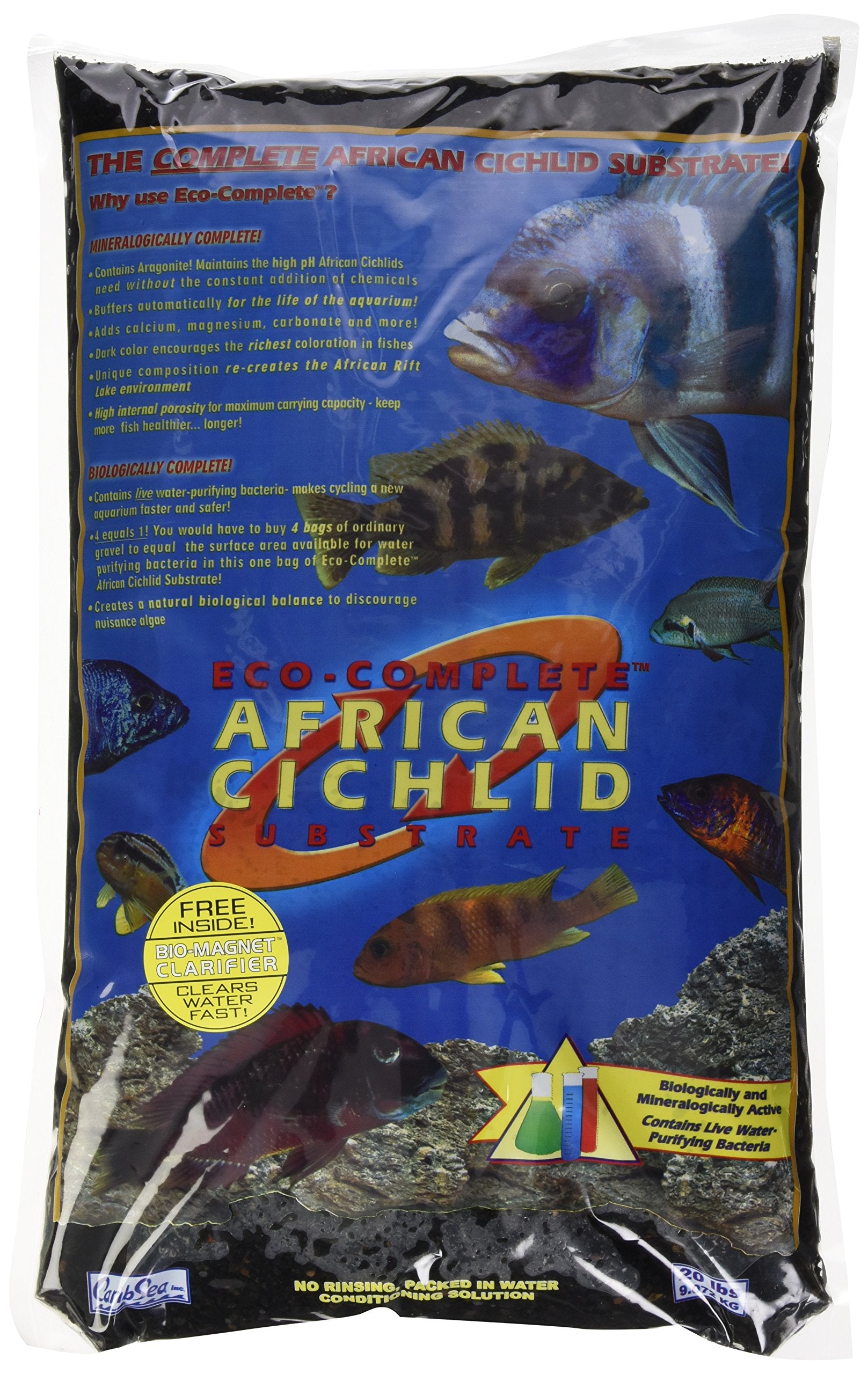 Caribsea Aquatics Eco-Complete African Cichlid Zack Sand, 20-Pound, Black
