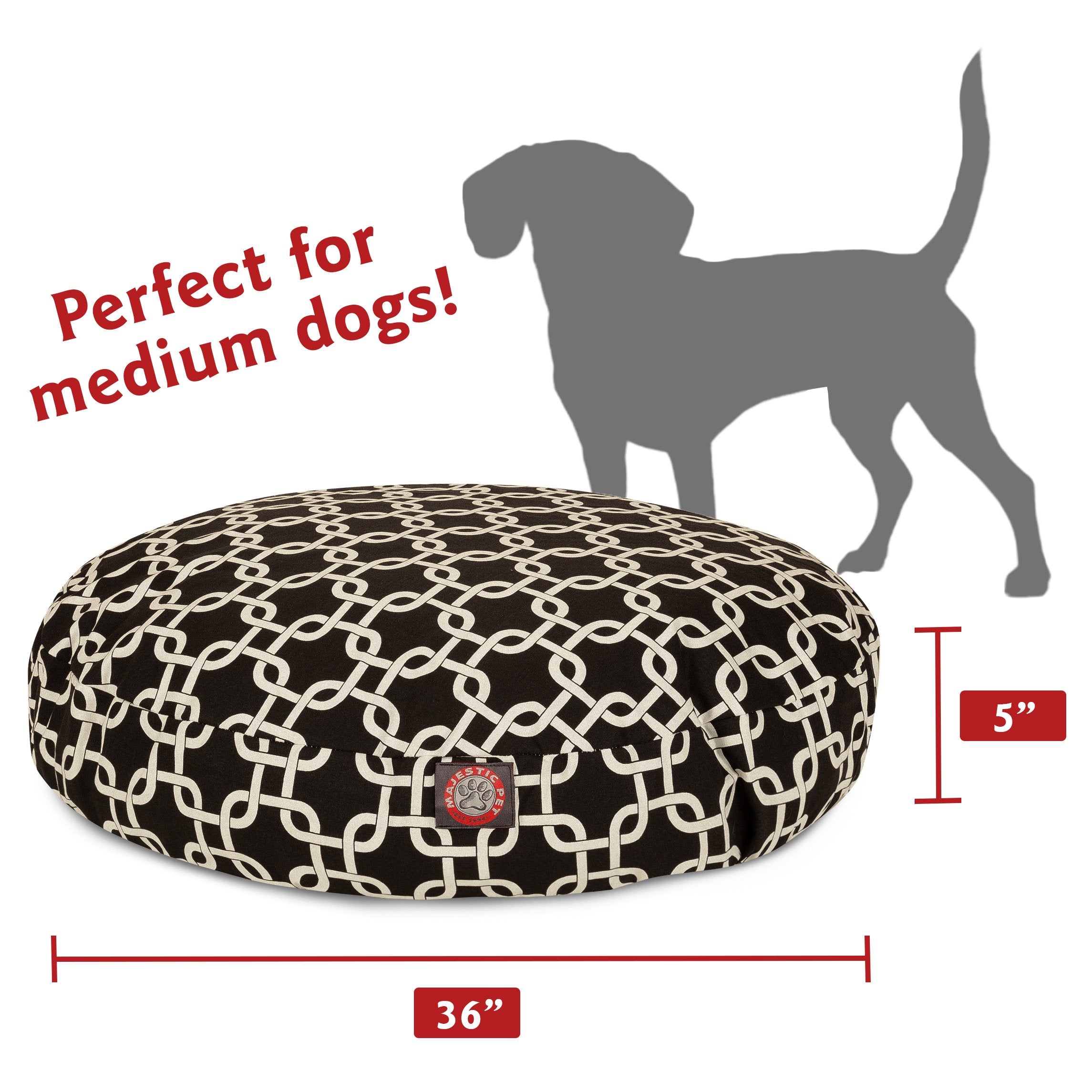 Black Links Medium Round Indoor Outdoor Pet Dog Bed With Removable Washable Cover By Majestic Pet Products