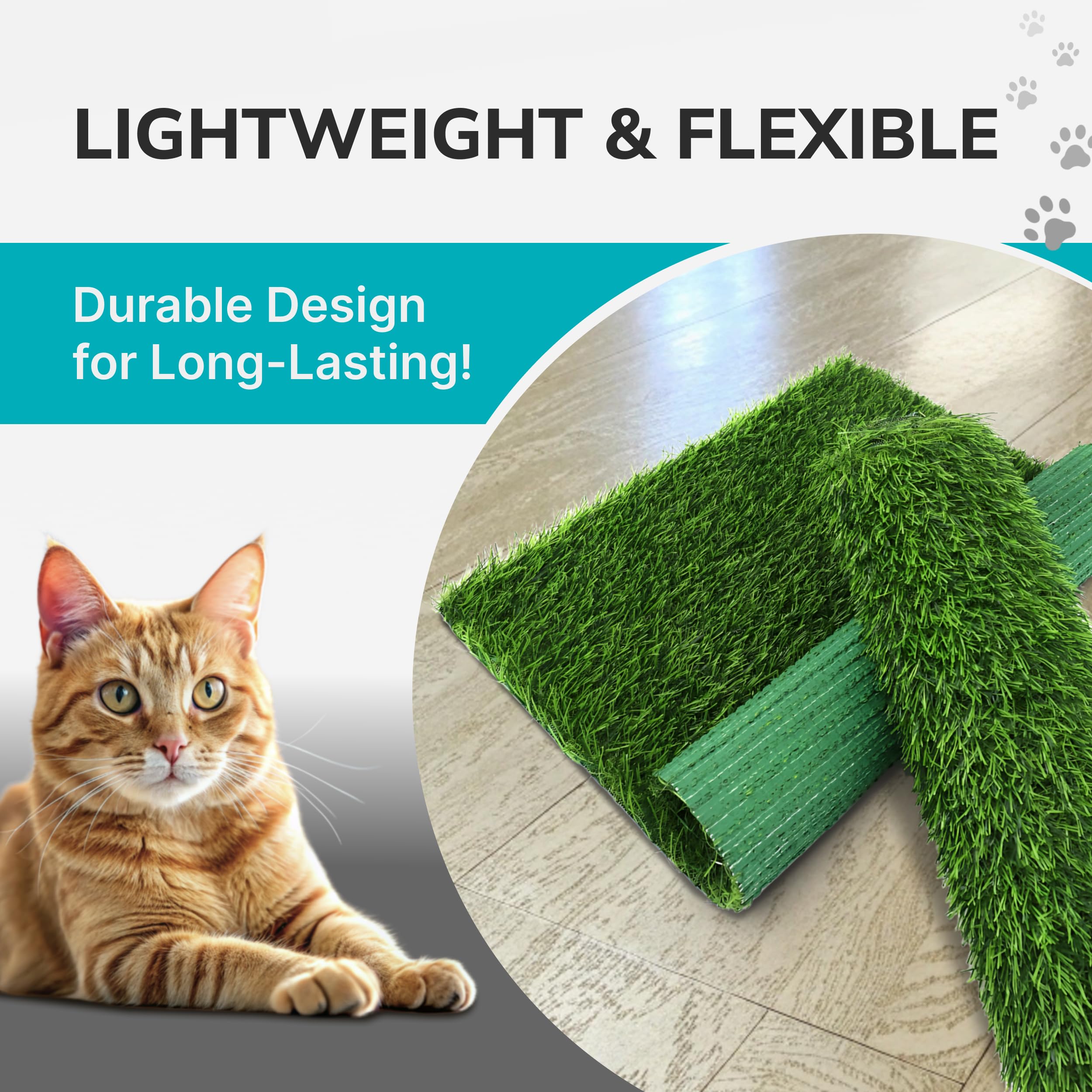 Skywin Silicone Cat Grass Mat For Litter Box 24 X 17.5 Inches, Grass-Textured Lightweight, Easy-To-Clean Floor Mat For Indoor Ca