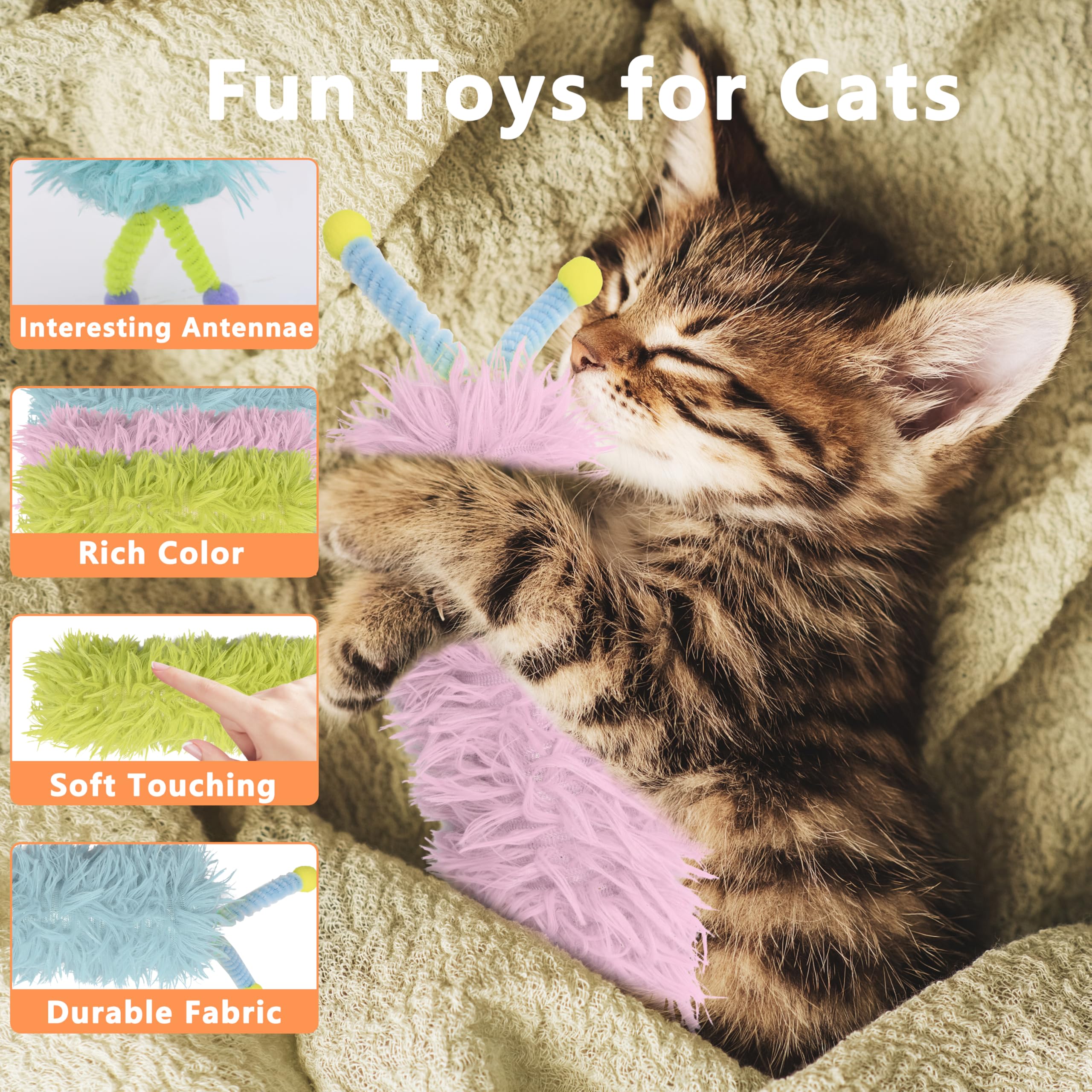 Maiiu 3 Pack Catnip Pillows - Soft And Durable Cat Toys With Antennae, Rich Color, Indoor Interactive Kicker, Companion For Cats