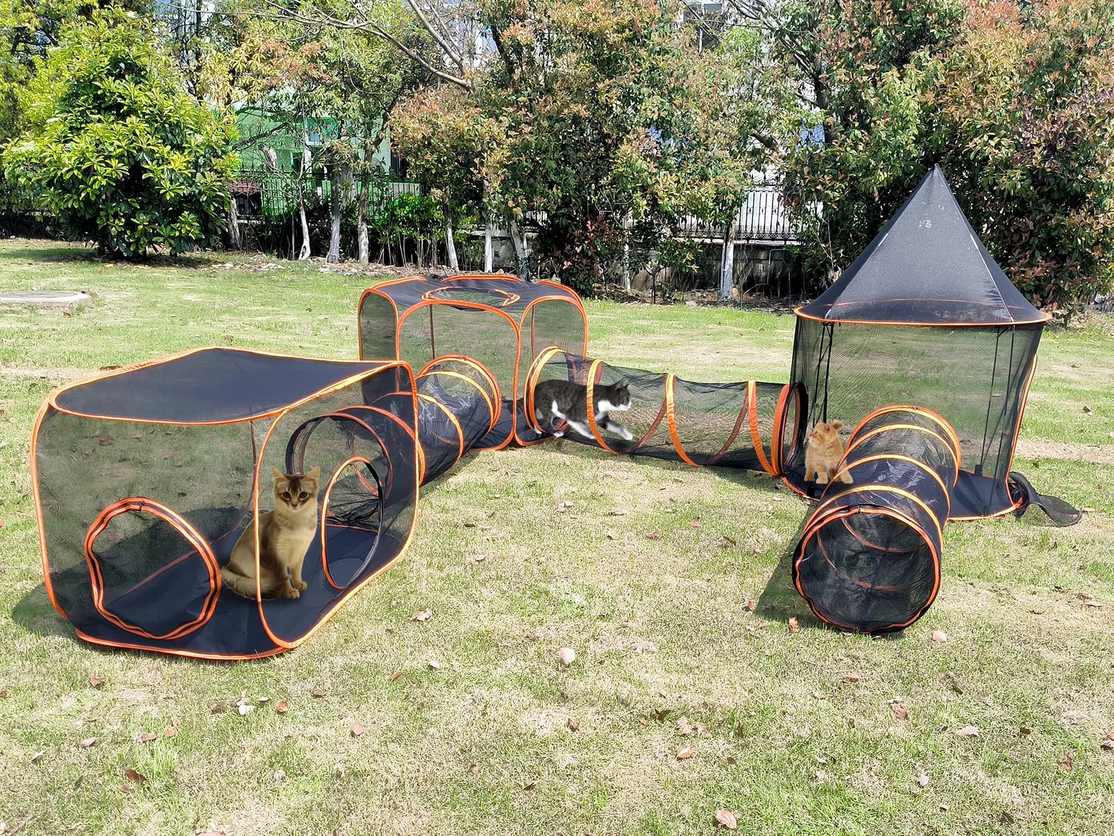 6 In 1 Cat Enclosure Cat Tunnel For Outside Rabbit And Small Animals Tent With Carry Bag