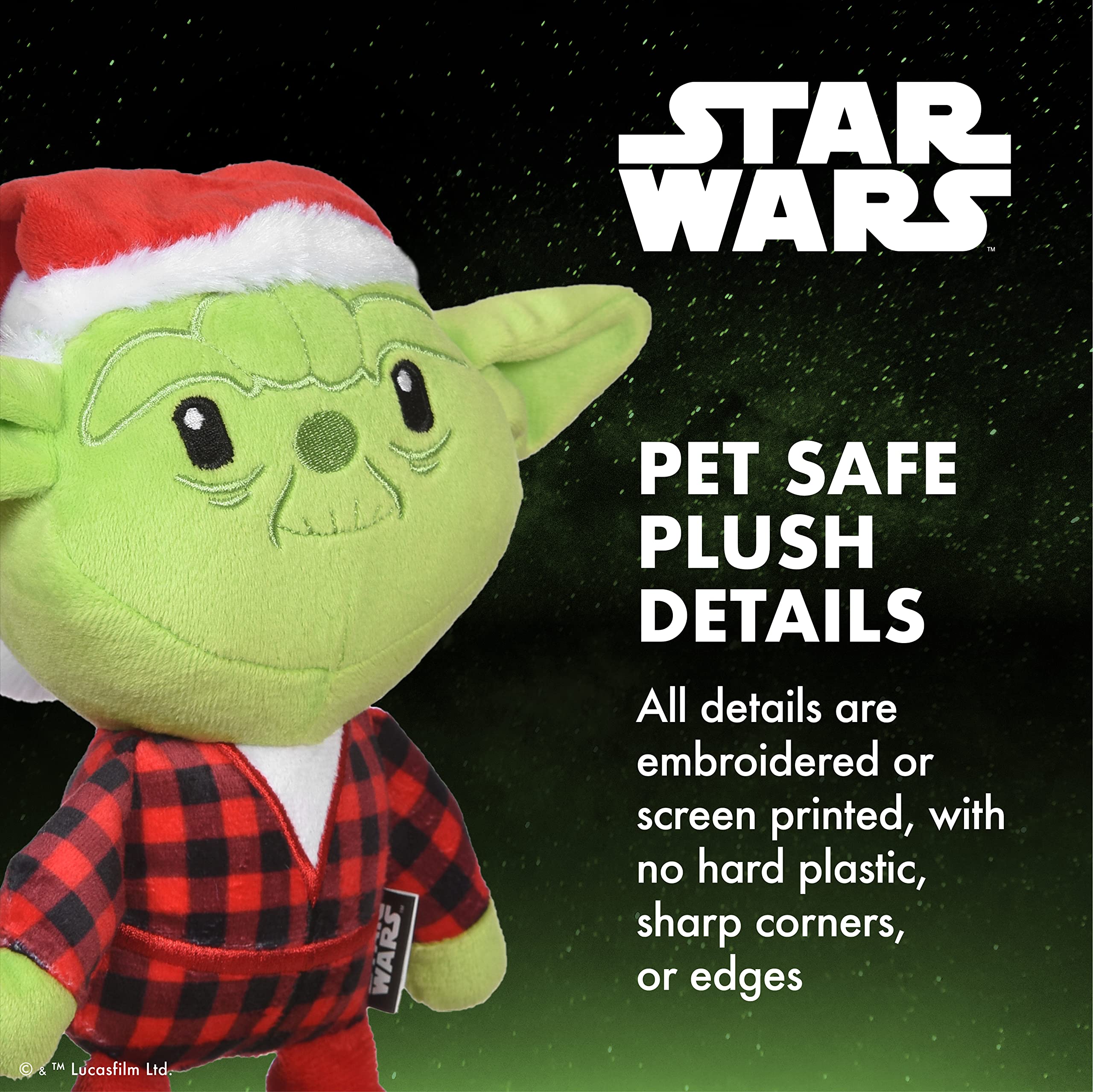 Star Wars for Pets Yoda Dog Toy for Holidays | Santa Yoda Squeaky Chew Toy | Holiday Star Wars Plush Toys | 6 Inch Small Dog Toy