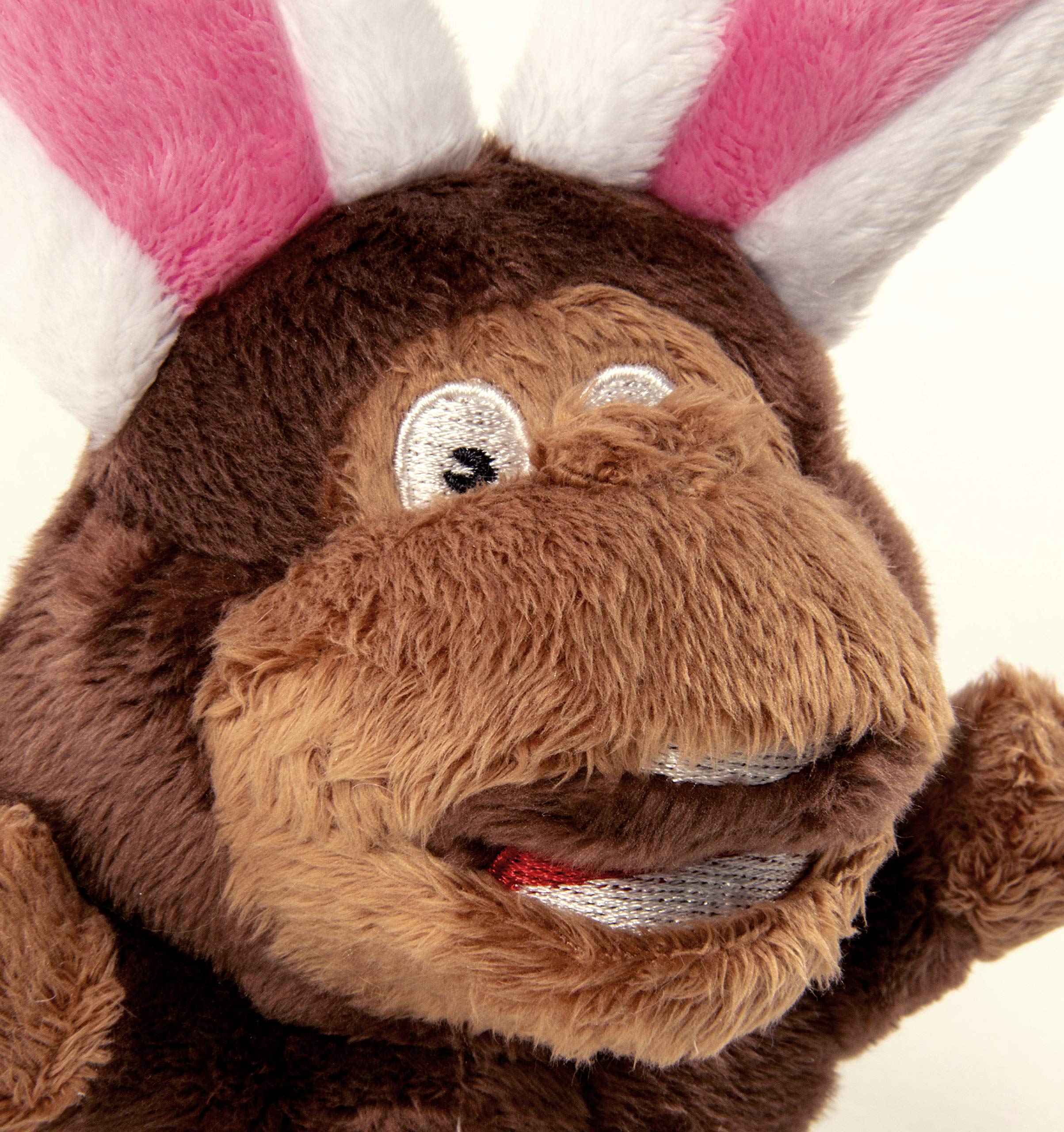 Godog Flips Monkey-Rabbit Silent Squeak Plush Dog Toy, Chew Guard Technology - Brown, Small