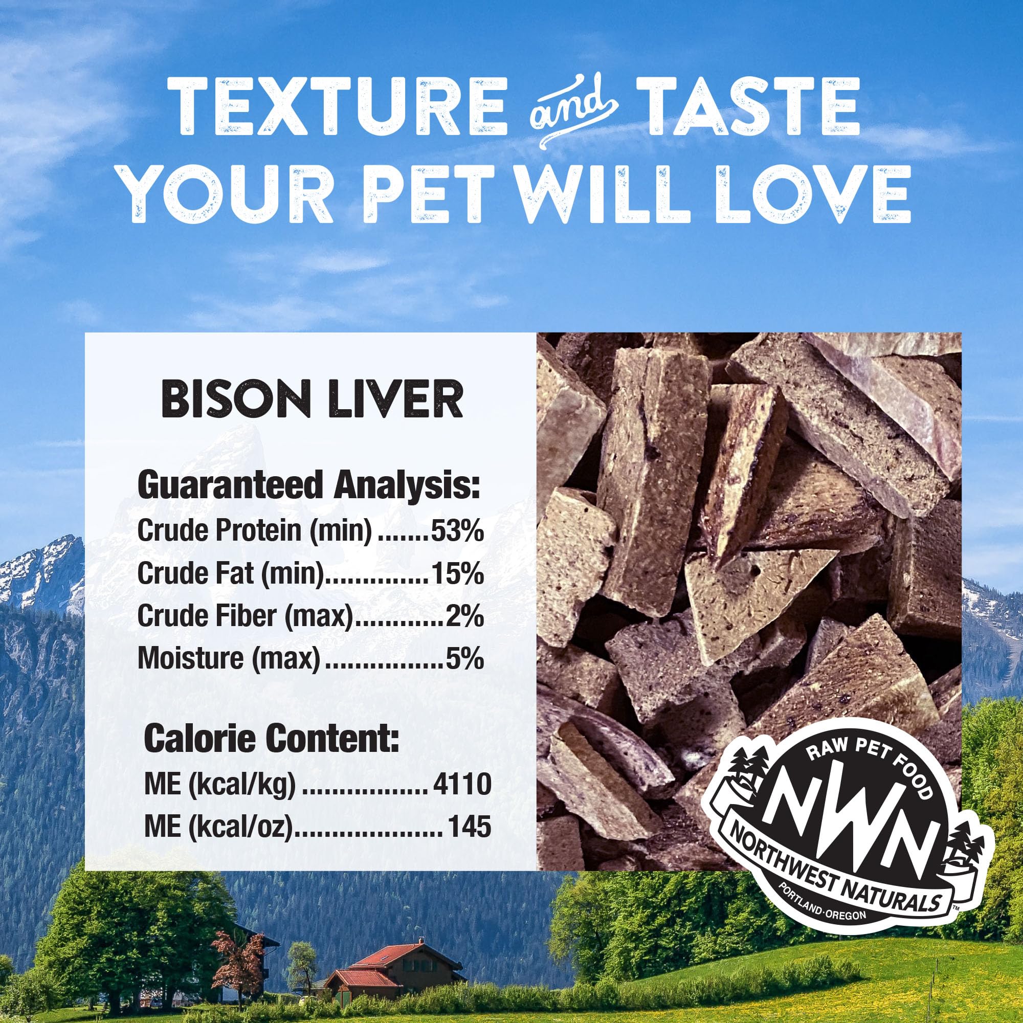 Northwest Naturals Raw Rewards Freeze-Dried Bison Liver Treats for Dogs and Cats - Bite-Sized Pieces - Healthy, 1 Ingredient, Hu