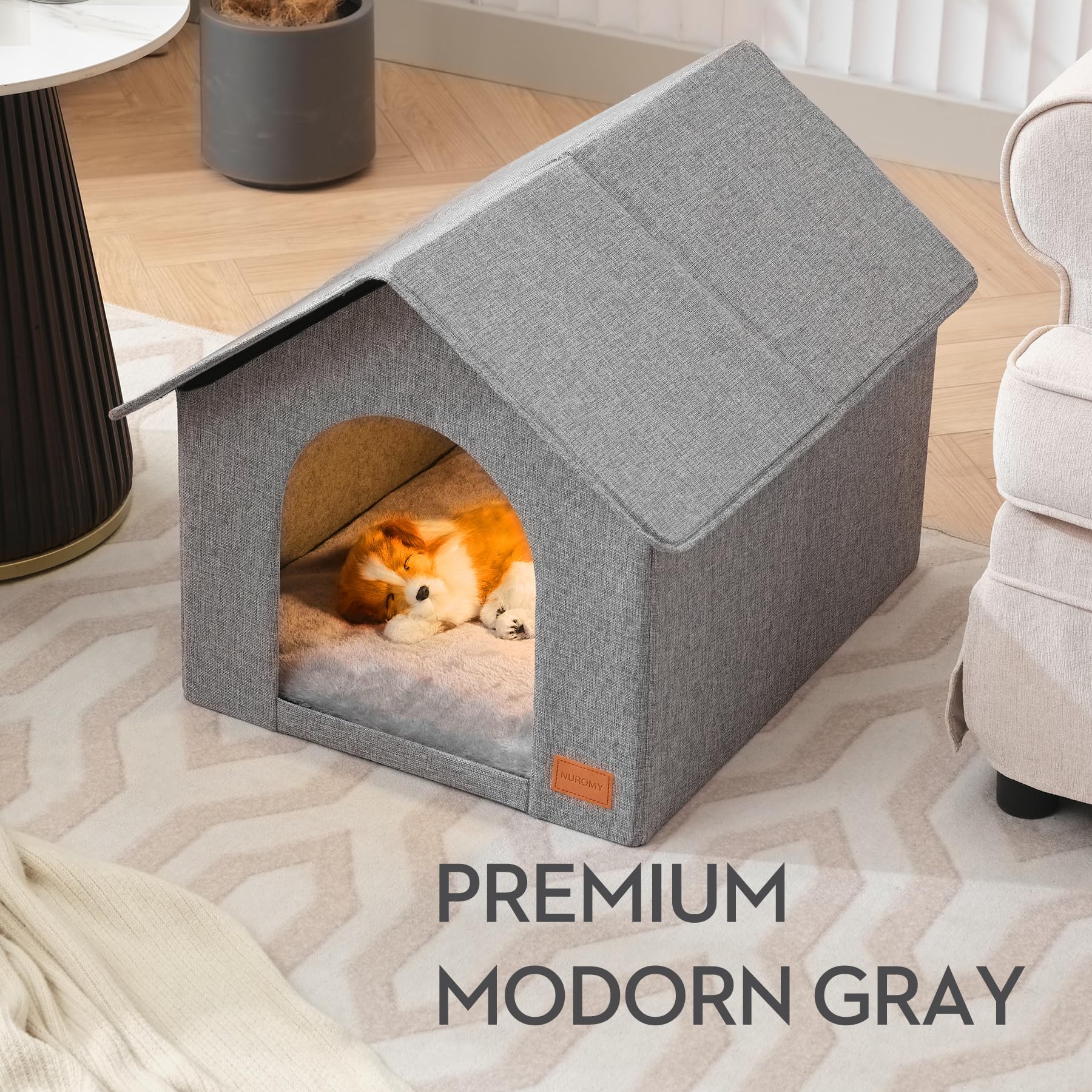 NUROMY Dog House Indoor,Inside Dog House with Washable Plush Cushion,Pet Puppy House Dog Bed for Small Dog,Indoor Cat House & Co
