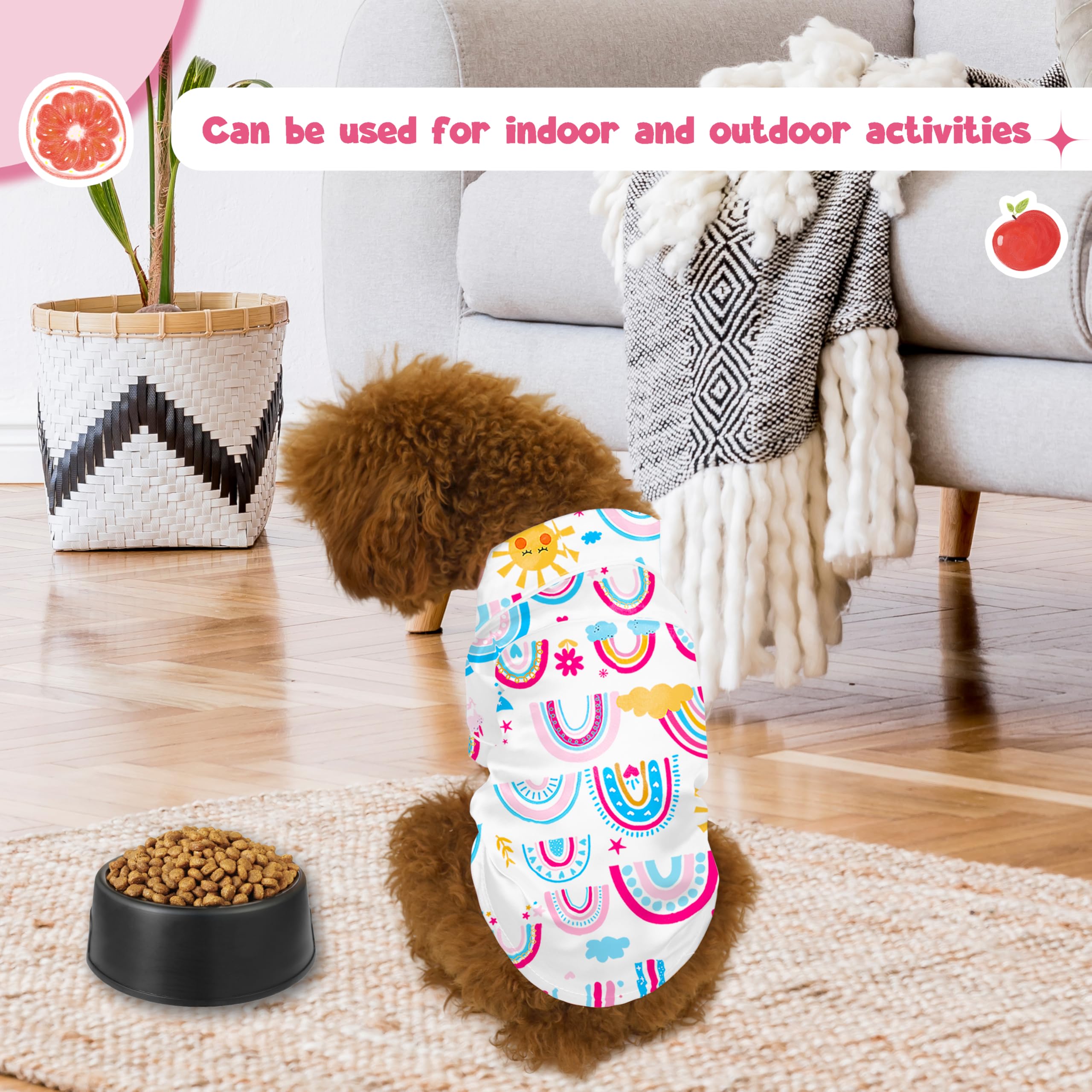 Dog Silk Pajamas Dog Shirts For Small Dogs Satin Pjs Two-Legged Puppy Clothes Lapel Sleepwear Cat Outfit (Boho Rainbow, L)