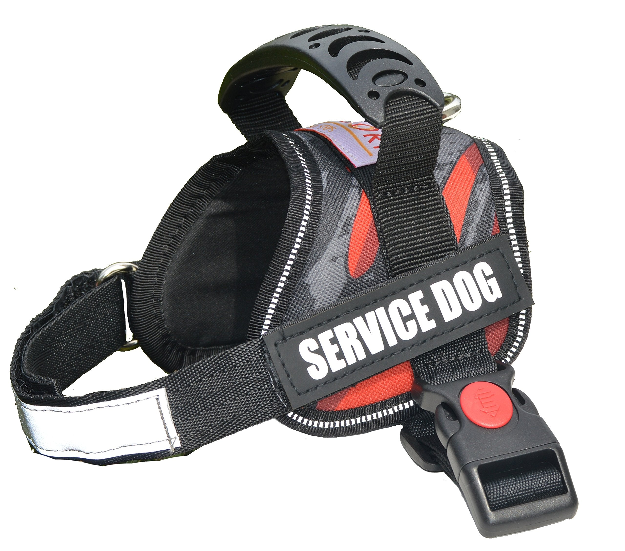 Albcorp Service Dog Vest Harness - Reflective - Woven Polyester And Nylon, Comfy Mesh Padding - Sizes From Xxs To Xl - Service Dog Patches Included. Red Camo, Xxs