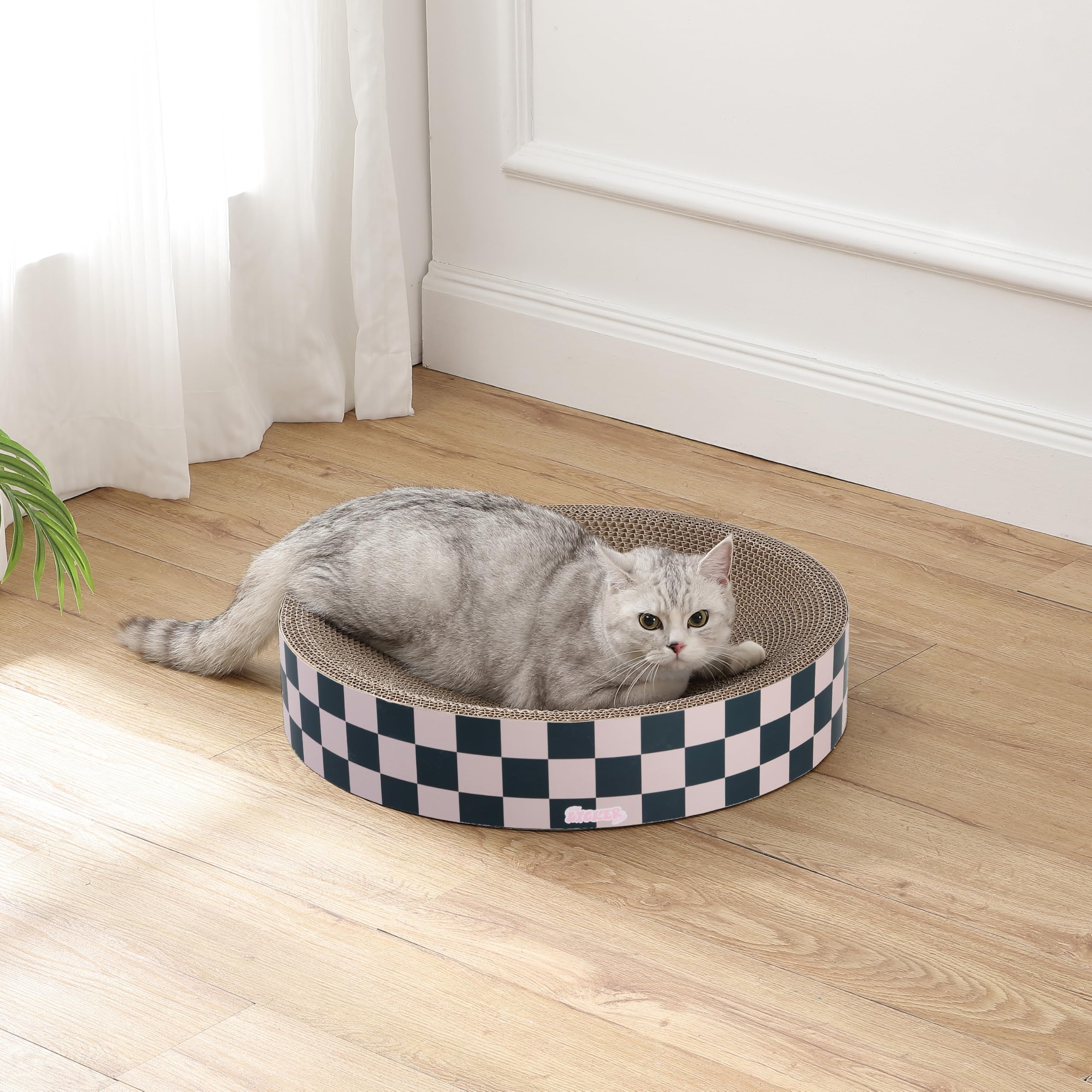 The Licker Store Csr1010C Nelson 20.13'' Modern Cardboard Round Bowl Cat Scratcher With Catnip, Peony