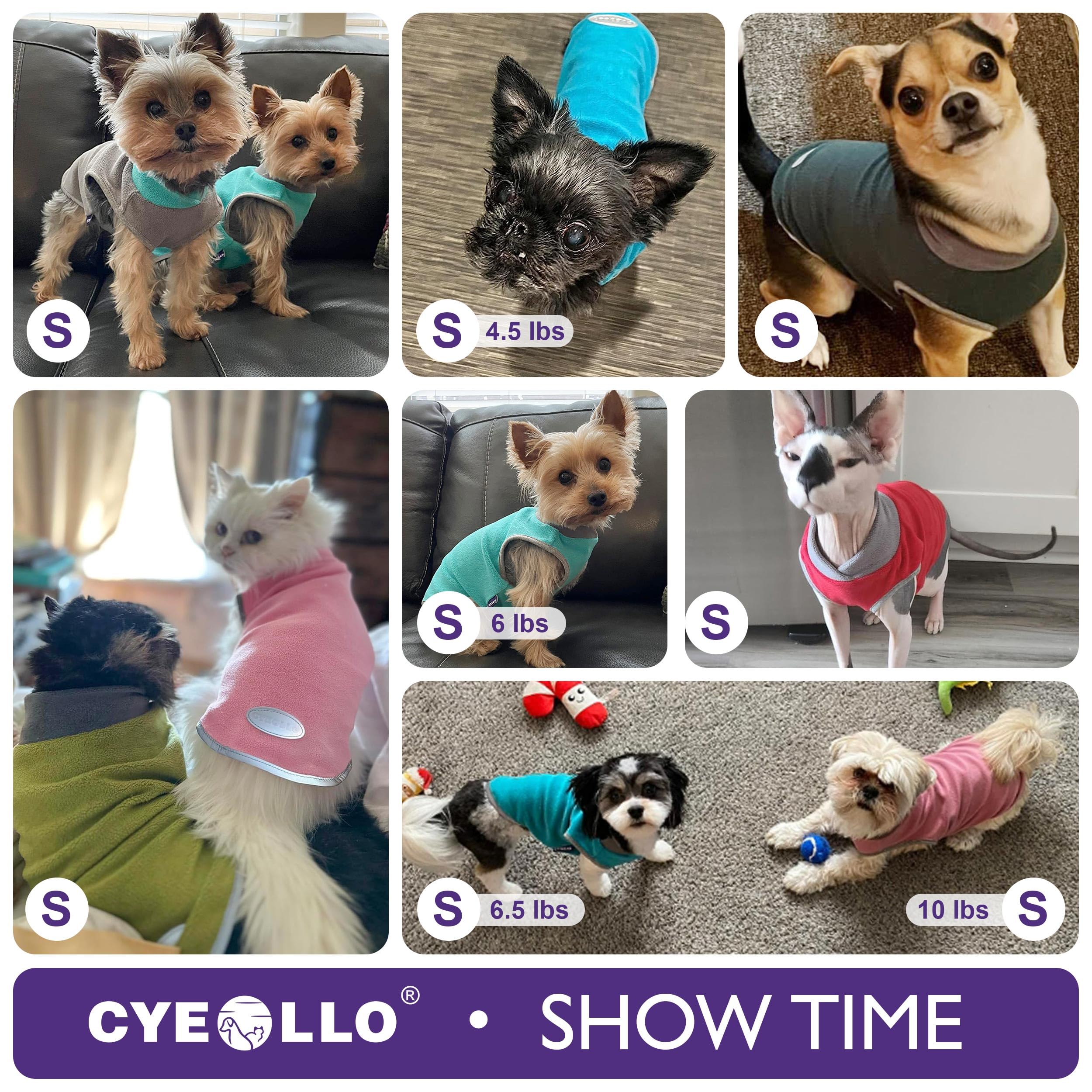 Cyeollo 2 Pack Dog Sweaters Stretchy Fleece Sweatshirt With Reflective Stripe Pullover Stretchable Dog Sweater Dog Clothes For Small Puppy Dogs Cats Size S Green & Grey