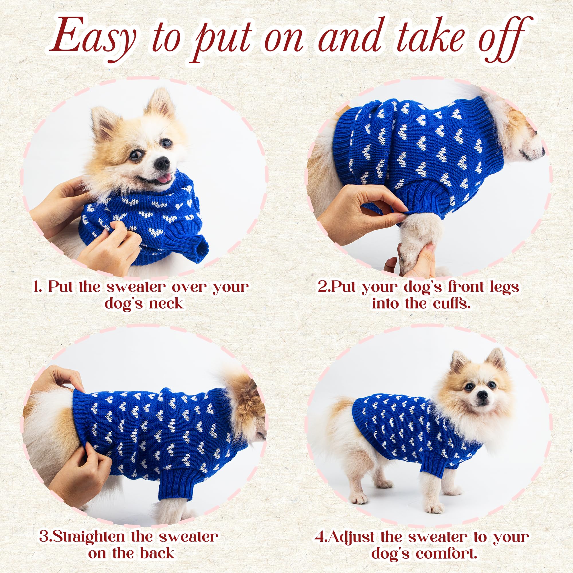 Dog Sweater Heart Puppy Sweater Warm Soft Pet Cloth Dog Outfits For Small Dogs And Cats (Blue, Xxl)