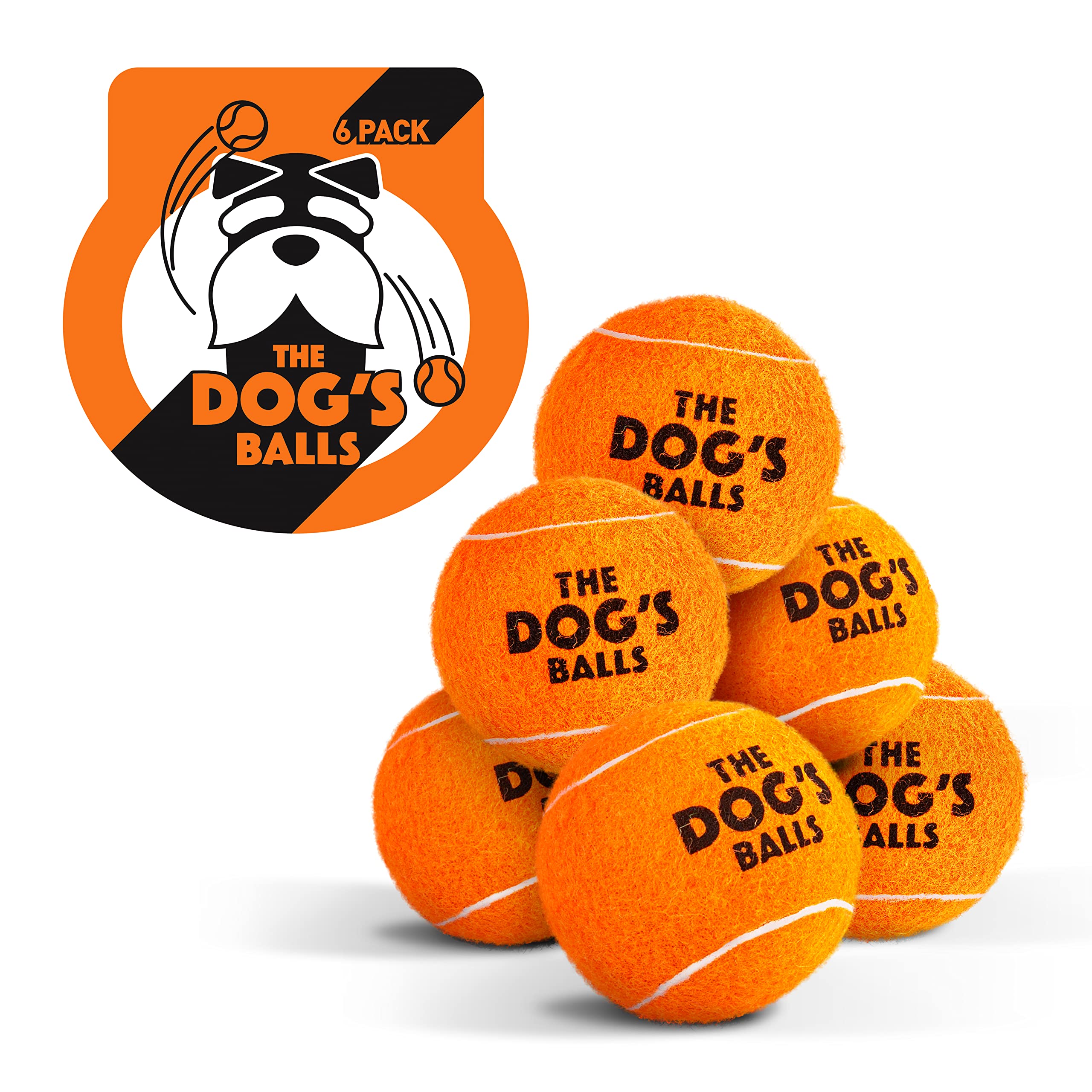 The Little Dog'S Balls, Dog Tennis Balls, 6-Pack Orange Dog Toy, Strong Dog & Puppy Ball For Training, Play, Exercise & Fetch