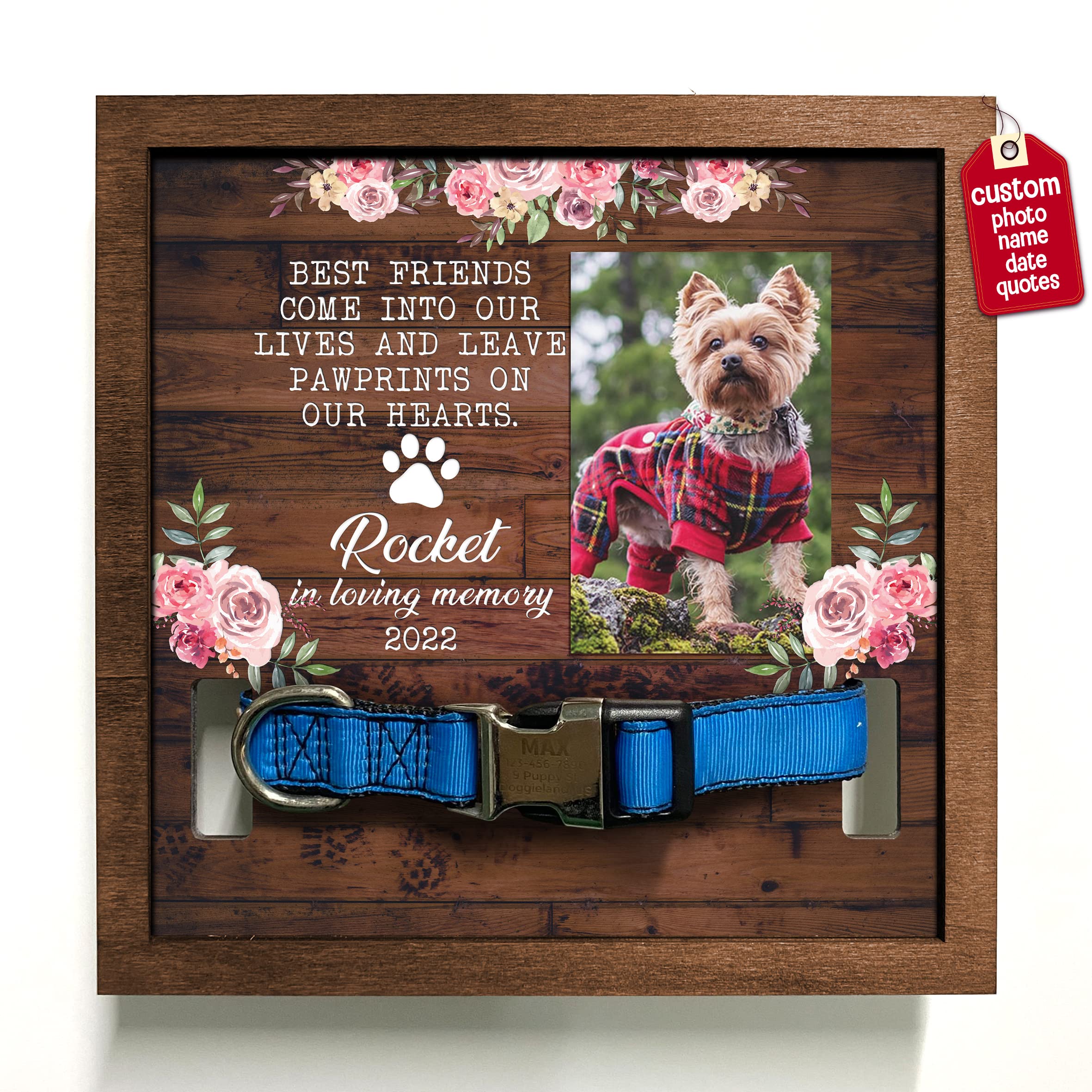 Bfigift Customized Pet Memorial Frame Wood Dog In Picture Deceased Pet Personalized Dog Remembrance Animal Passing Away Wood Gifts Puppy Picture Frames Gifts For Pet Owners Christmas Tabletop Plaque