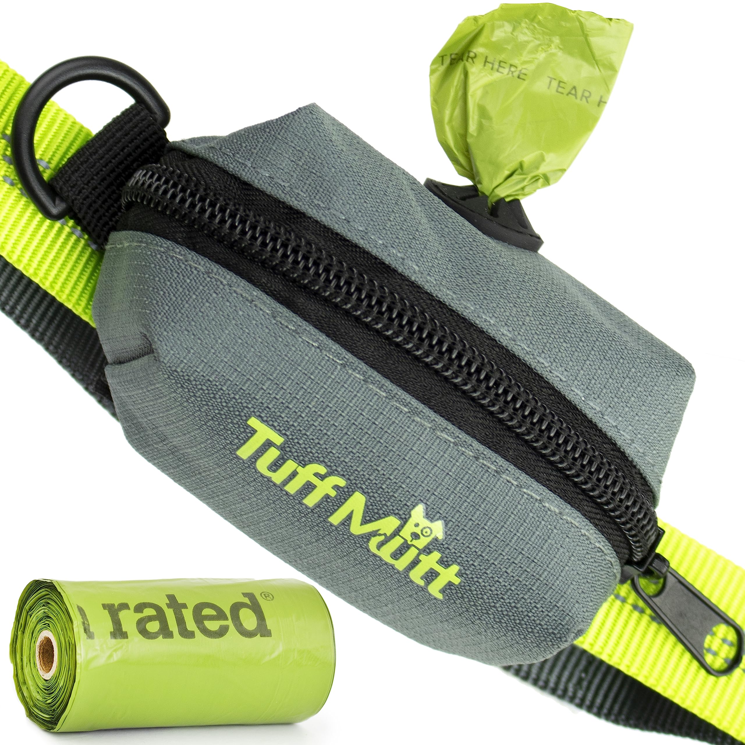 Tuff Mutt Dog Poop Bag Holder for Leash, Accessory For All Leashes, Lightweight Doggie Poop Bag Dispenser Allows For Easy Access