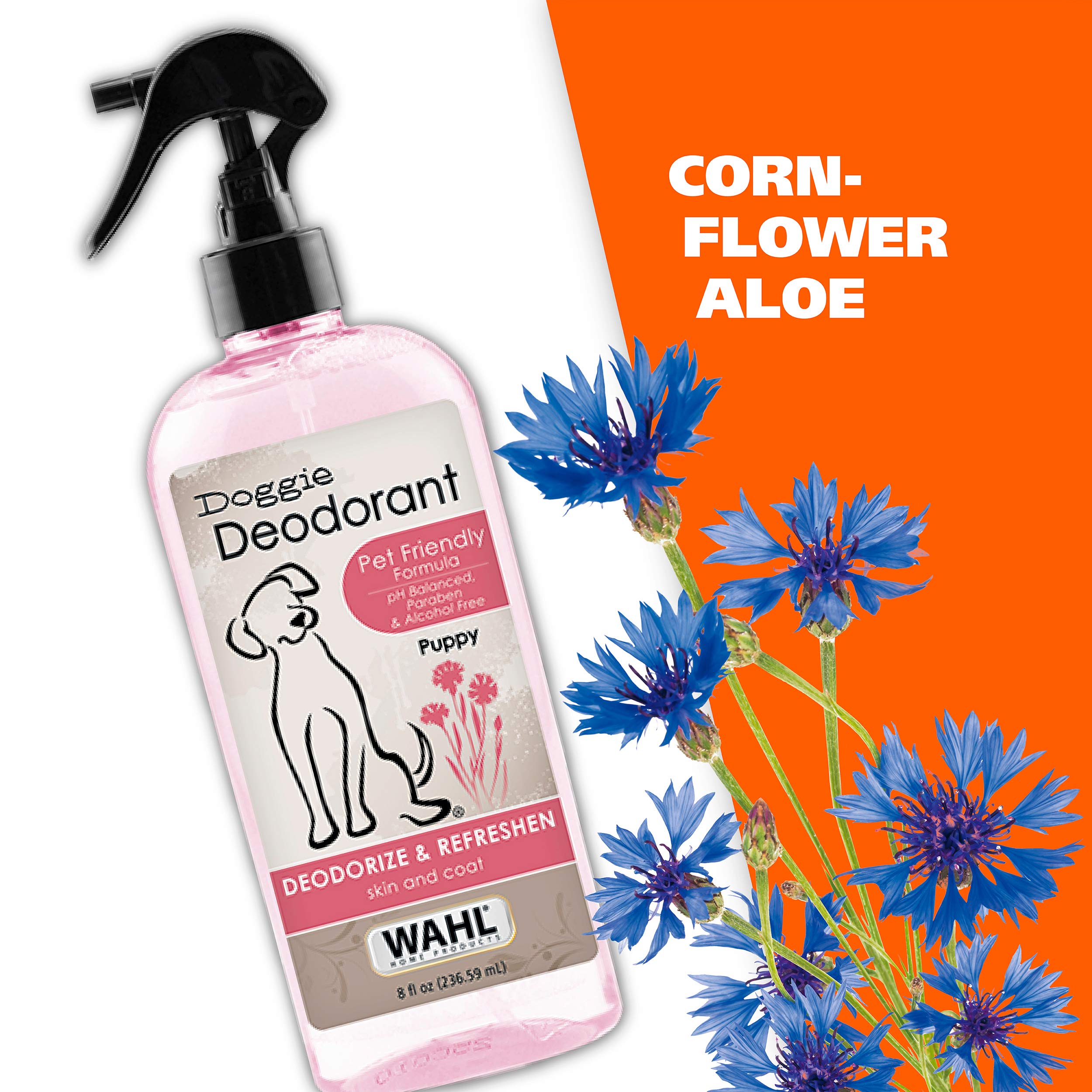 Wahl Usa Cornflower Aloe Pet Deodorant Spray For All Dogs & Cats – Clean Fresh Smell Refreshes & Deodorizes – 8 Oz - Model 820009A