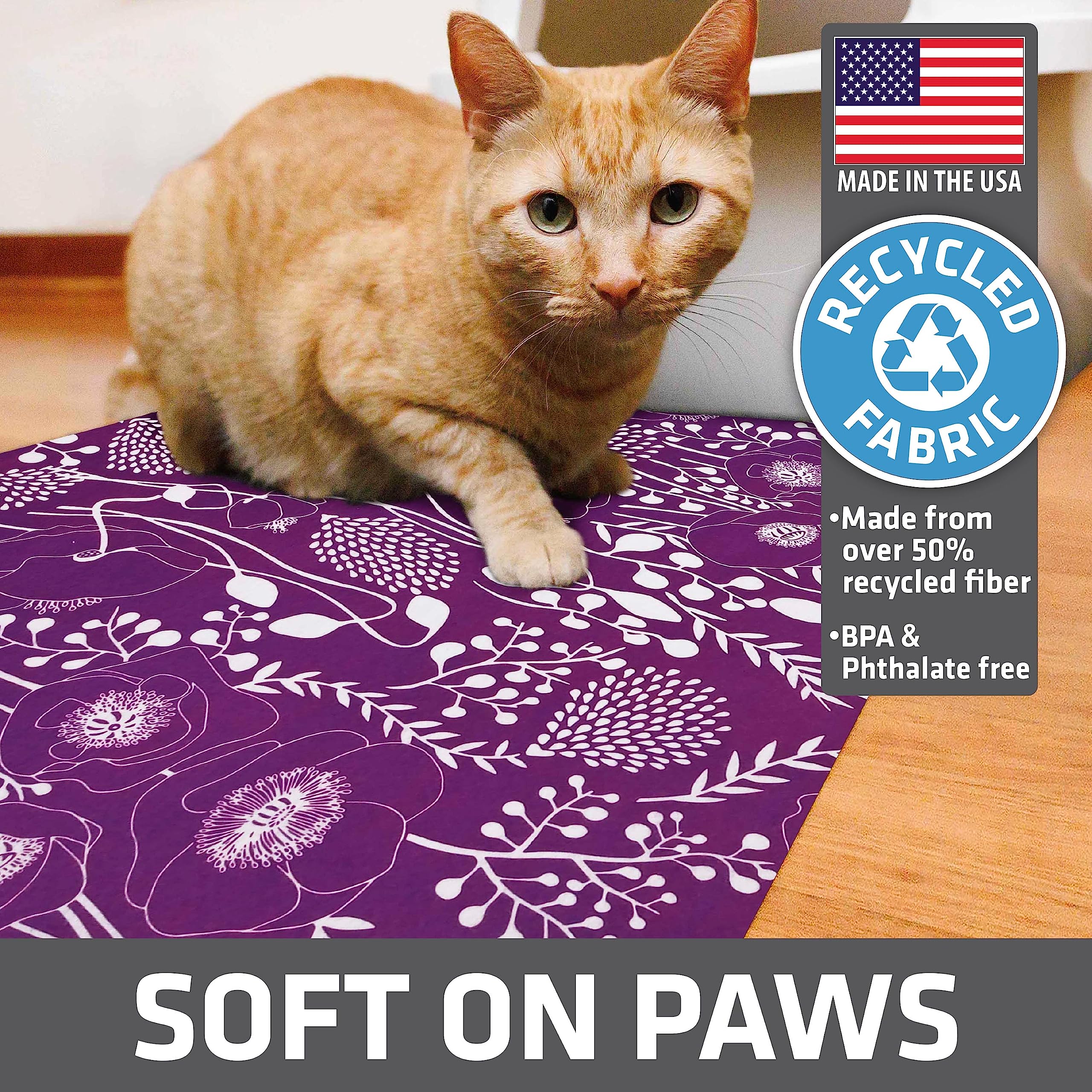 Drymate Original Cat Litter Mat, Contains Mess From Box For Cleaner Floors, Urine-Proof, Soft On Kitty Paws -Absorbent/Waterproof- Machine Washable, Durable (Usa Made) (20”X28”)(Good Medicine Plum)