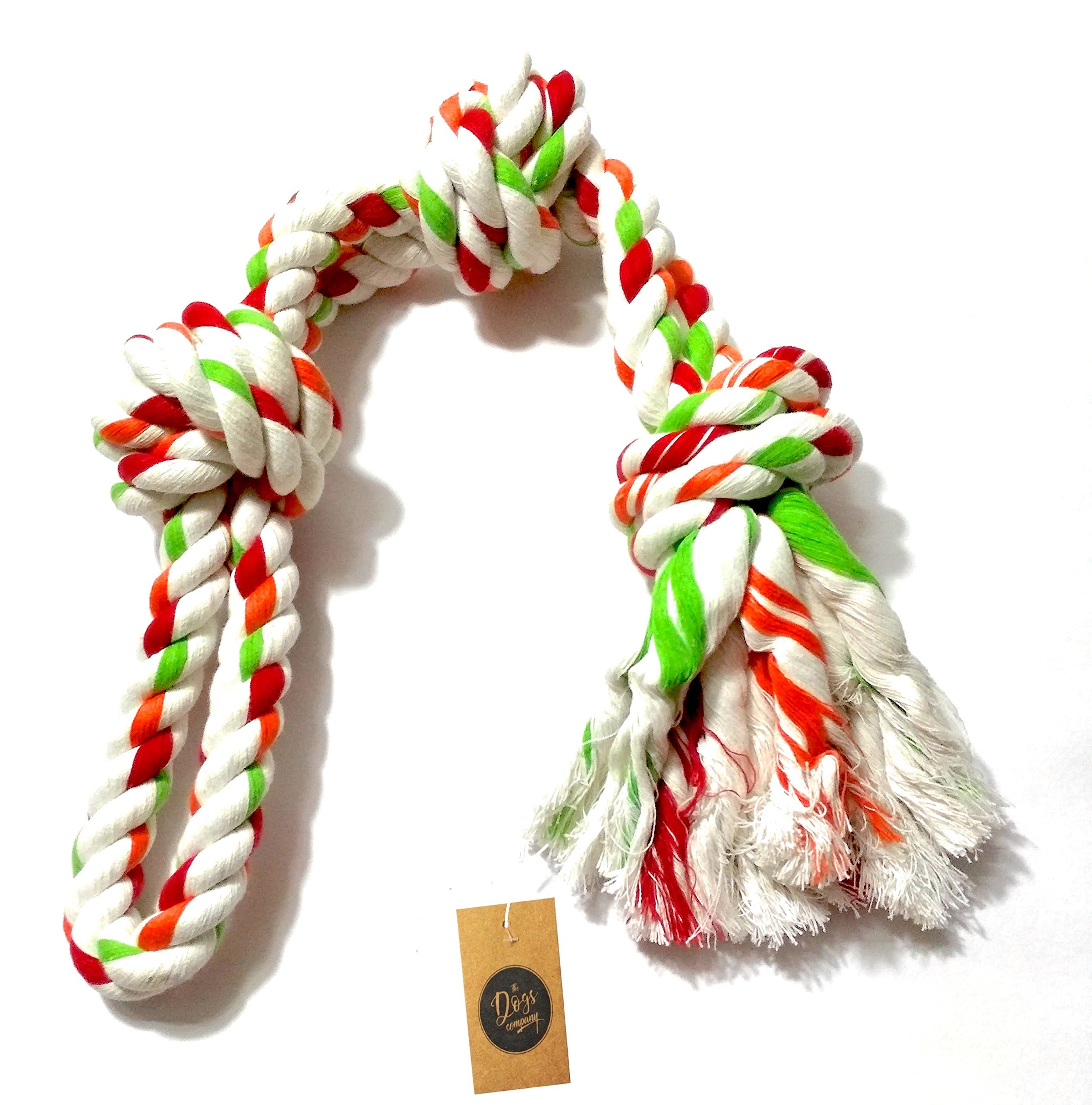 The Pets Company Cotton Dog Loop Tug Rope Chew Toy, Puppy Teething Toy, 24 Inches, Color May Vary
