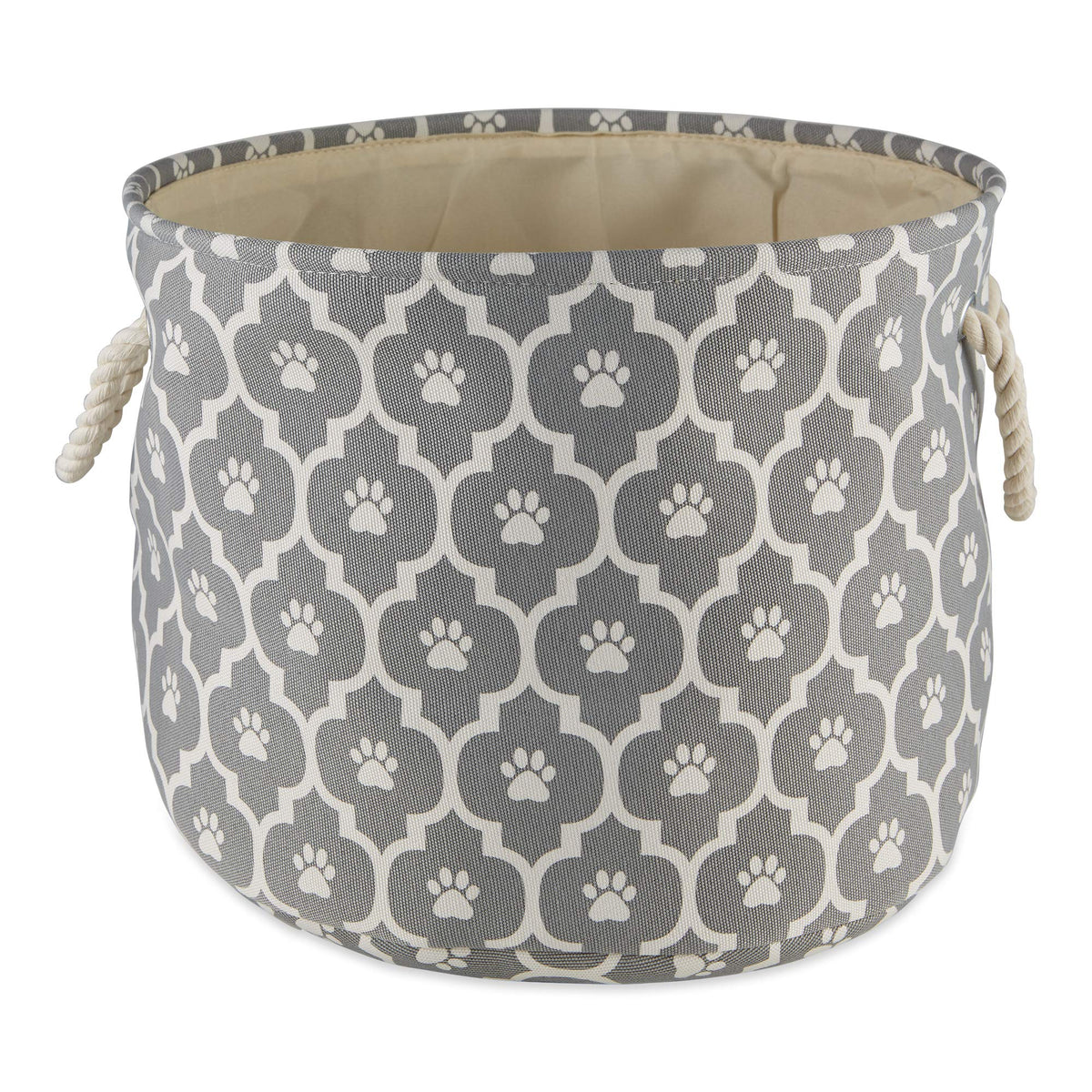 Bone Dry Pet Storage Collection Lattice Paw Print, Medium Round, Gray