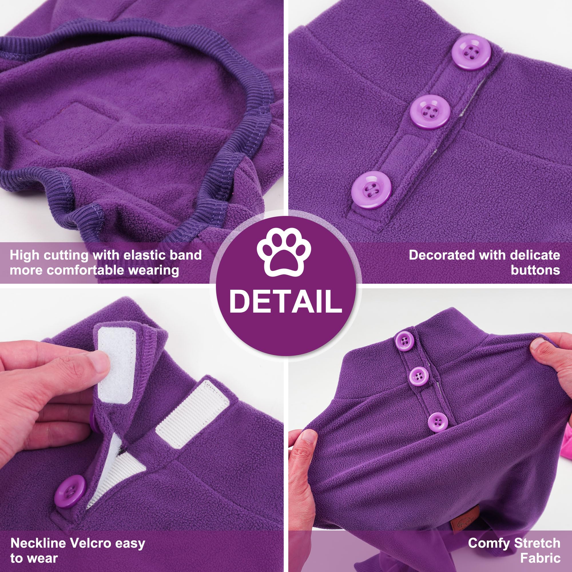 Cyeollo Fleece Dog Pajamas Dog Pjs Jumpsuit Thermal Dog Onesie Stretchable Doggie Coat Warm Dog Clothes For Medium Sized Dogs Ap