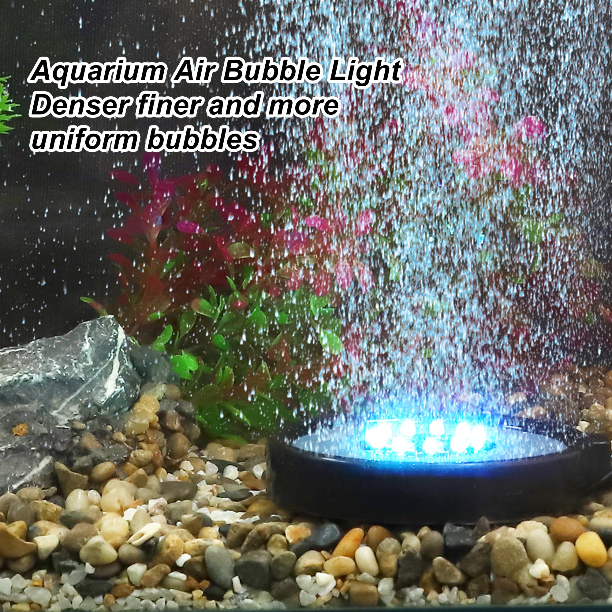 CAPASTEC LED Aquarium Air Bubble Light, Underwater Fish Tank Bubblers Stone Disk, 16 Color Fish Tank Light, Aquarium Light for P