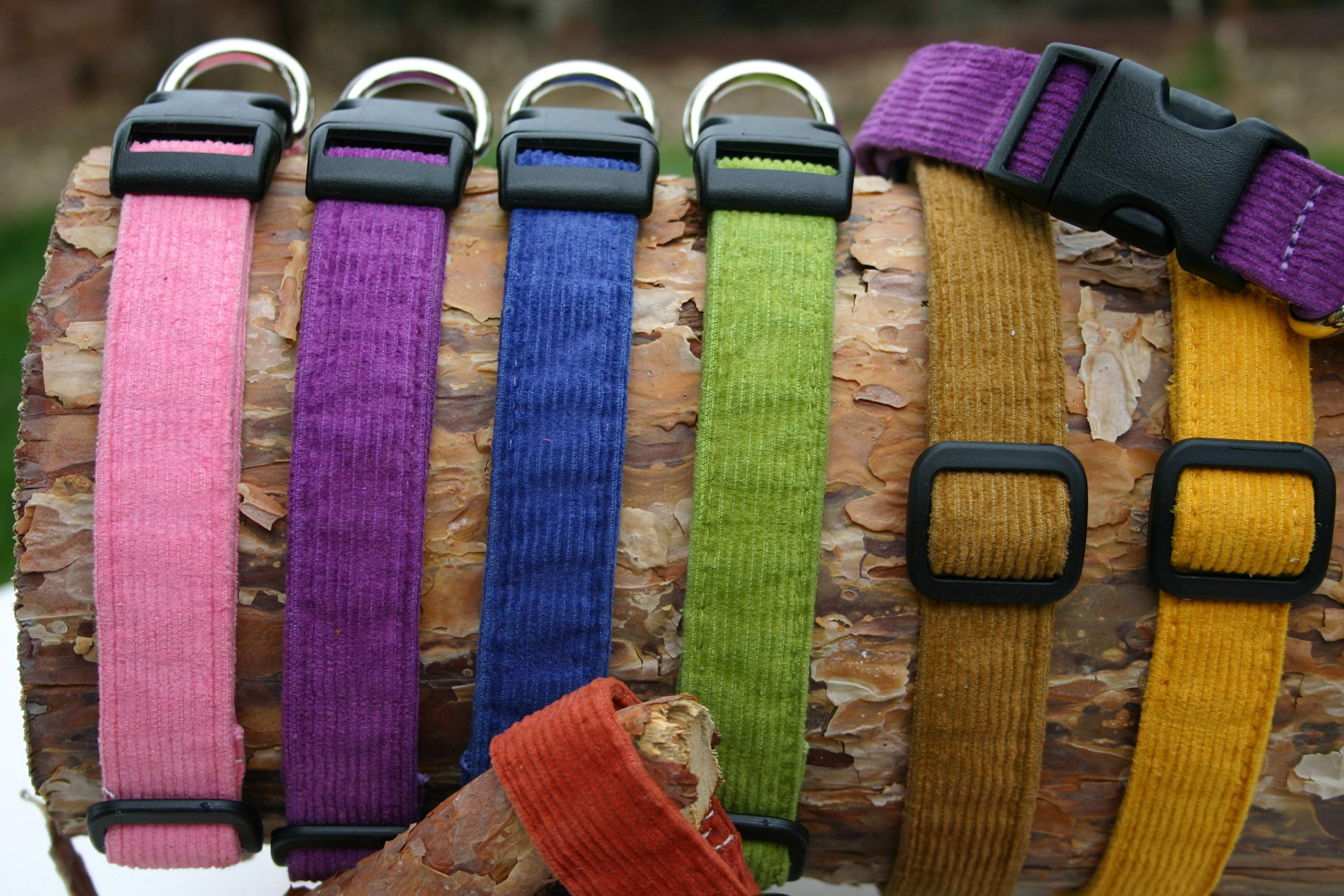 Hemp Corduroy Dog Collar - No Pattern (1' Large, Pink)