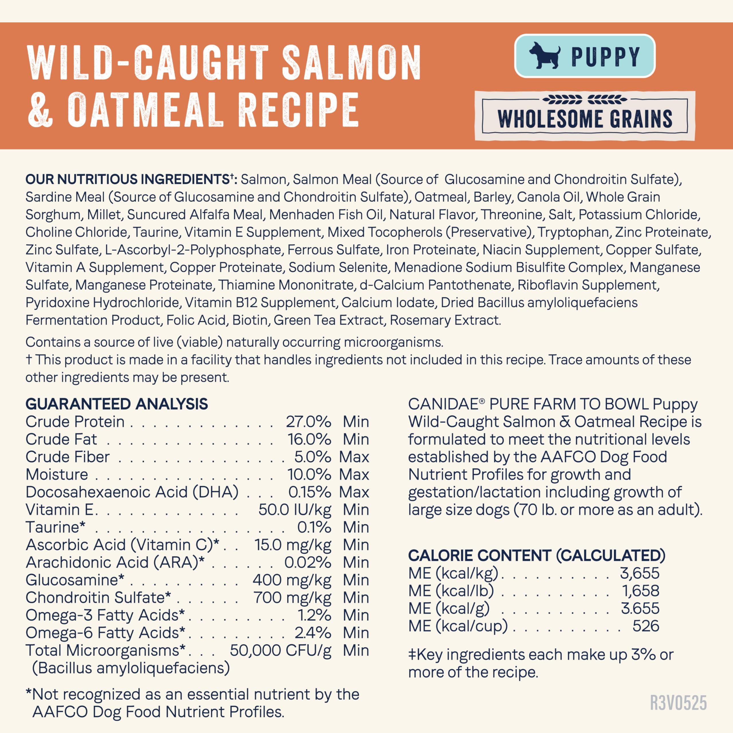 CANIDAE Pure Dry Puppy Food with Wholesome Grains, Real Salmon & Oatmeal, 4 lbs.