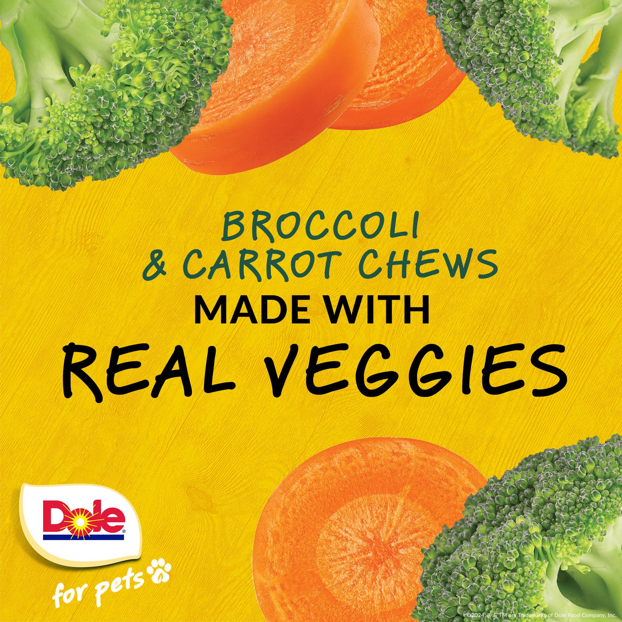 Dole for Pets Freshly Fetched Dog Chews, Assorted Broccoli & Carrot Flavor Dog Treats | Flavored with Real Veggies, No Wheat, Co