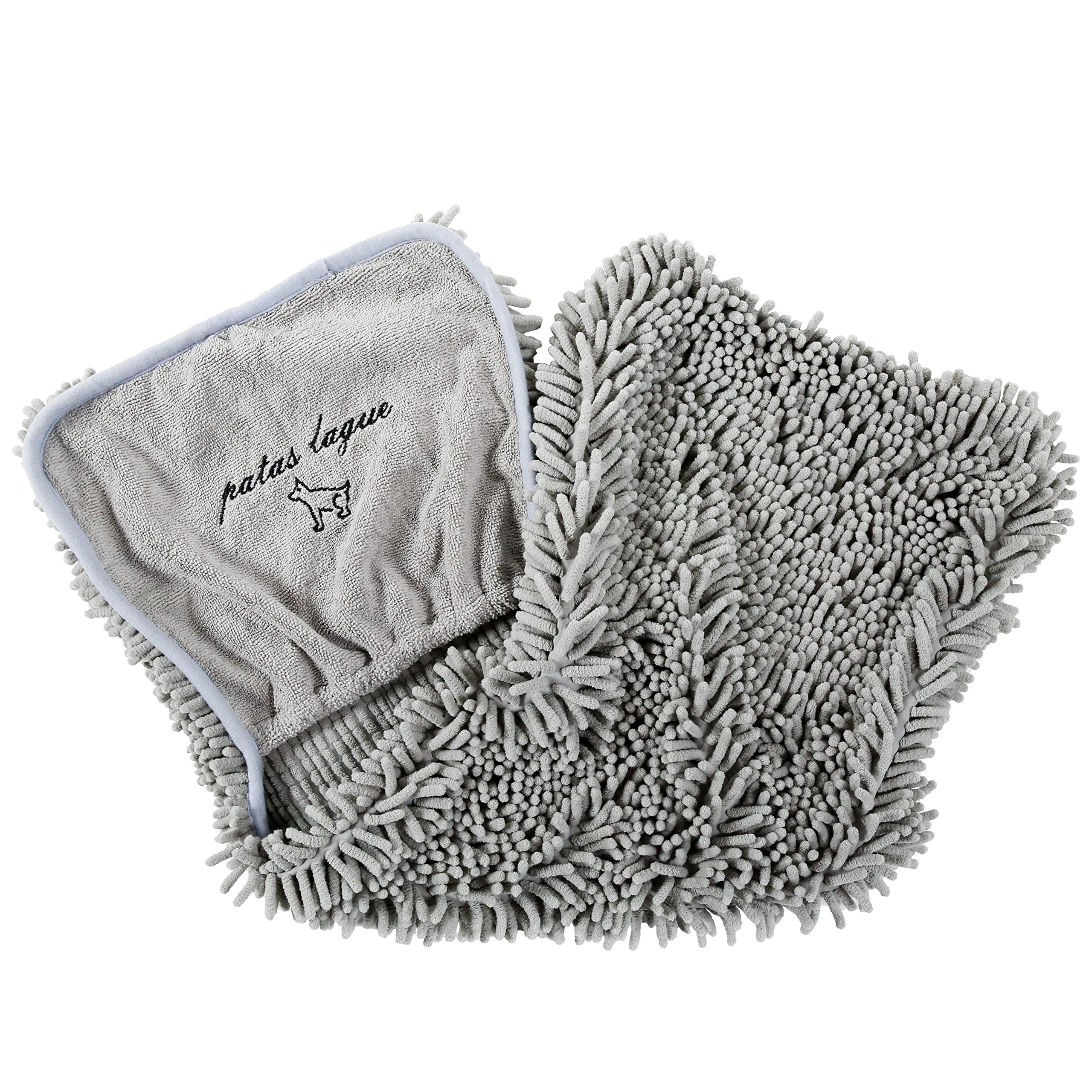 Patas Lague 2 Pack Absorbent Dog Towel For Drying Dogs Large, 35''X15'' Extra Large Microfiber Quick Drying Pet Bath Towel With Hand Pockets, Machine Washable Pet Shammy 2Grey