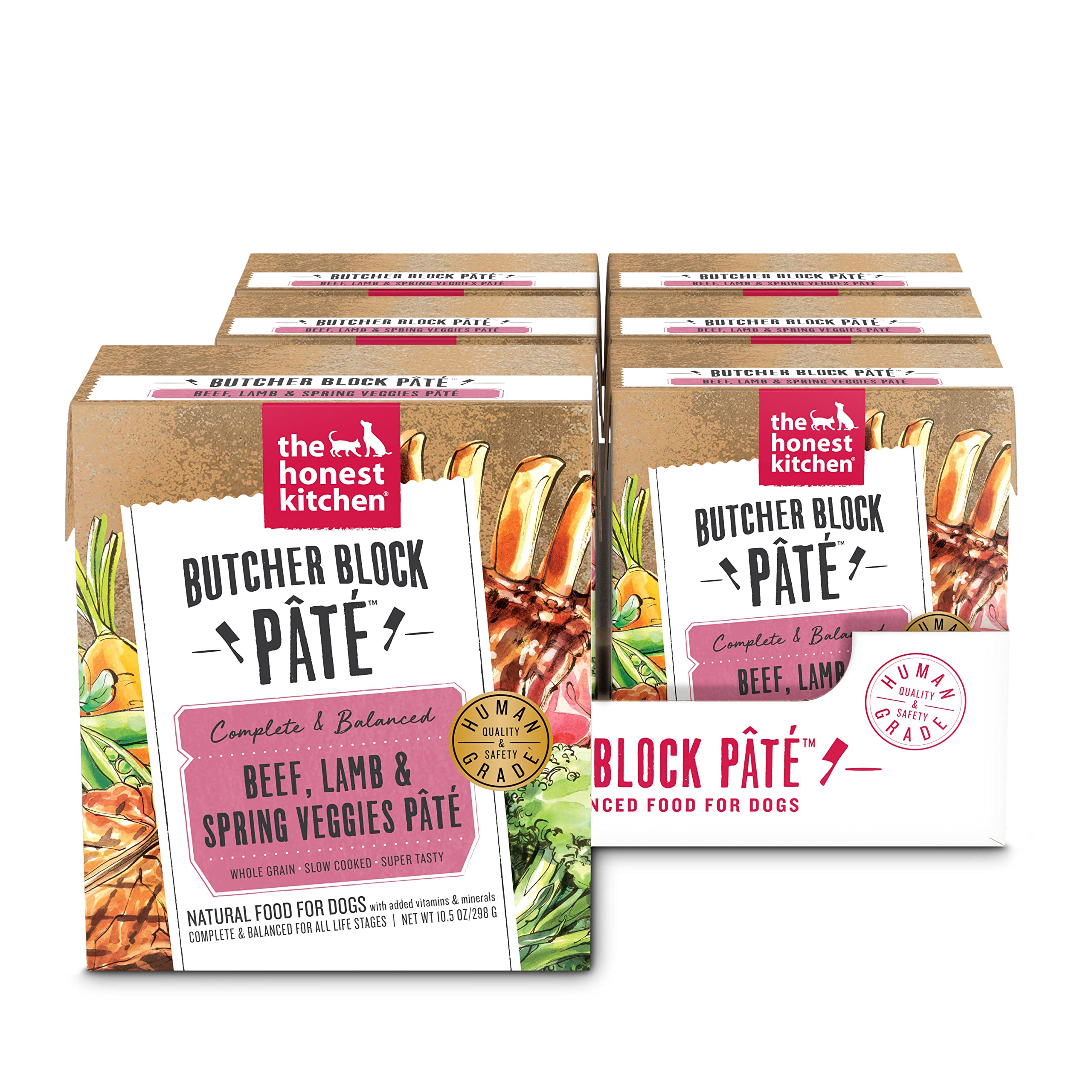 The Honest Kitchen Human Grade Butcher Block Pt   Wet Dog Food - Beef, Lamb & Spring Veggies, 10.5 Ounce Box (Pack of 6)