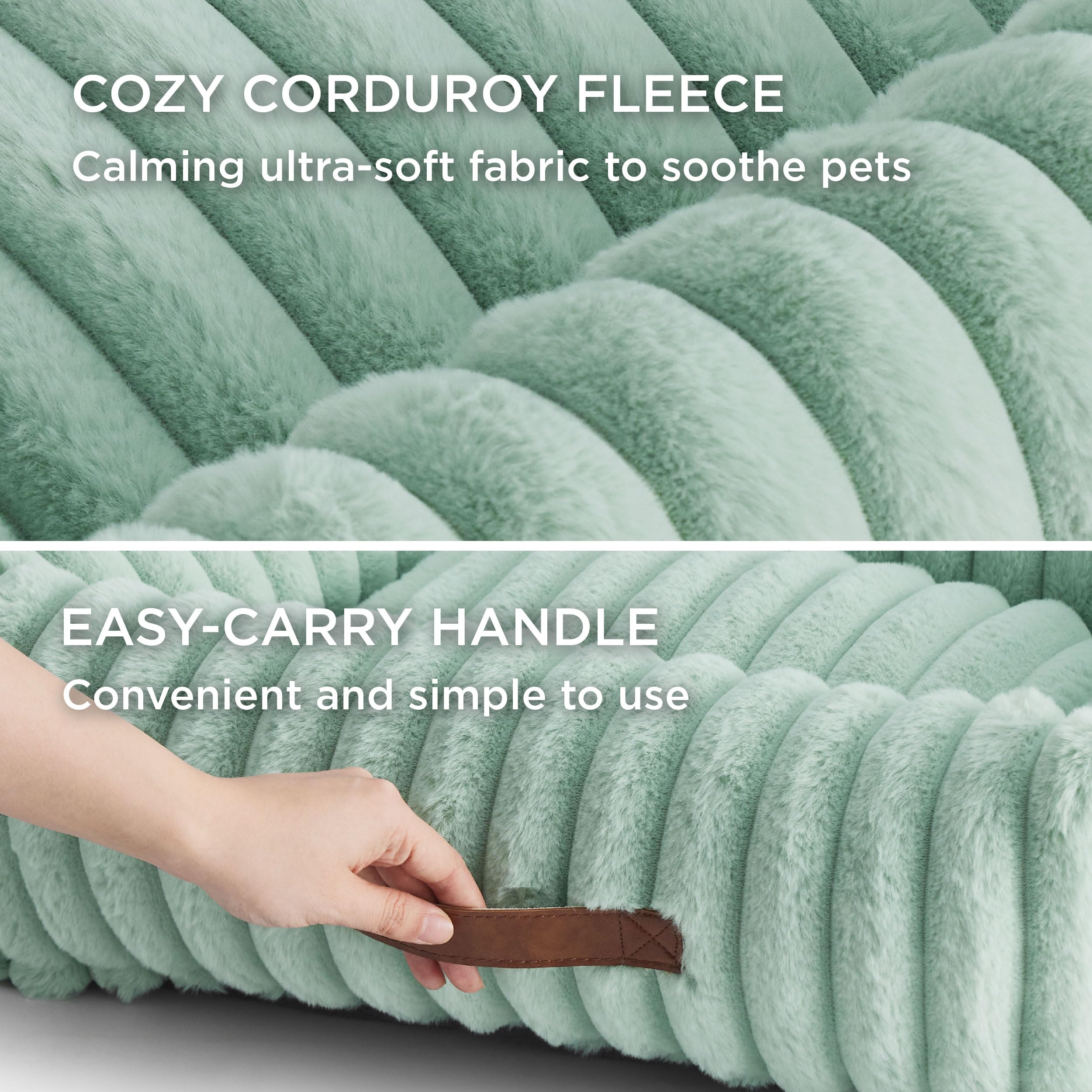 Bedsure Washable Dog Bed For Large Dogs - Cute Furry Puppy Beds, Rectangle Orthopedic Corduroy Fleece Pet Beds With Removable Zi